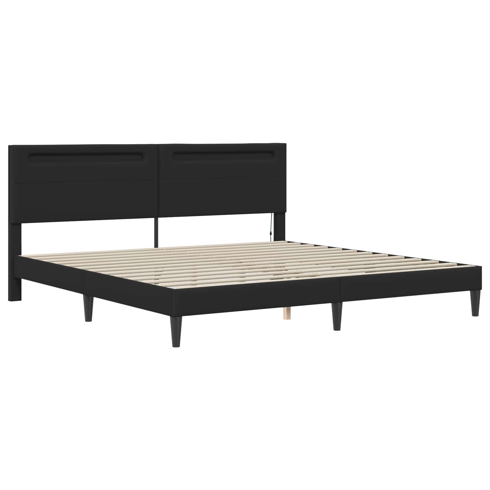 vidaXL Ramka łóżka z paskami LED Czarny 180 x 200 cm Ekoskóra