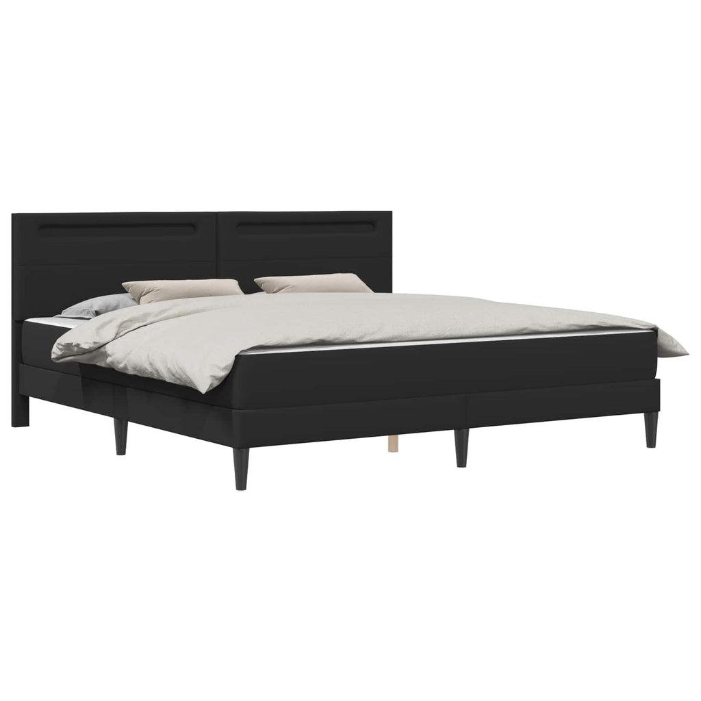 vidaXL Ramka łóżka z paskami LED Czarny 180 x 200 cm Ekoskóra