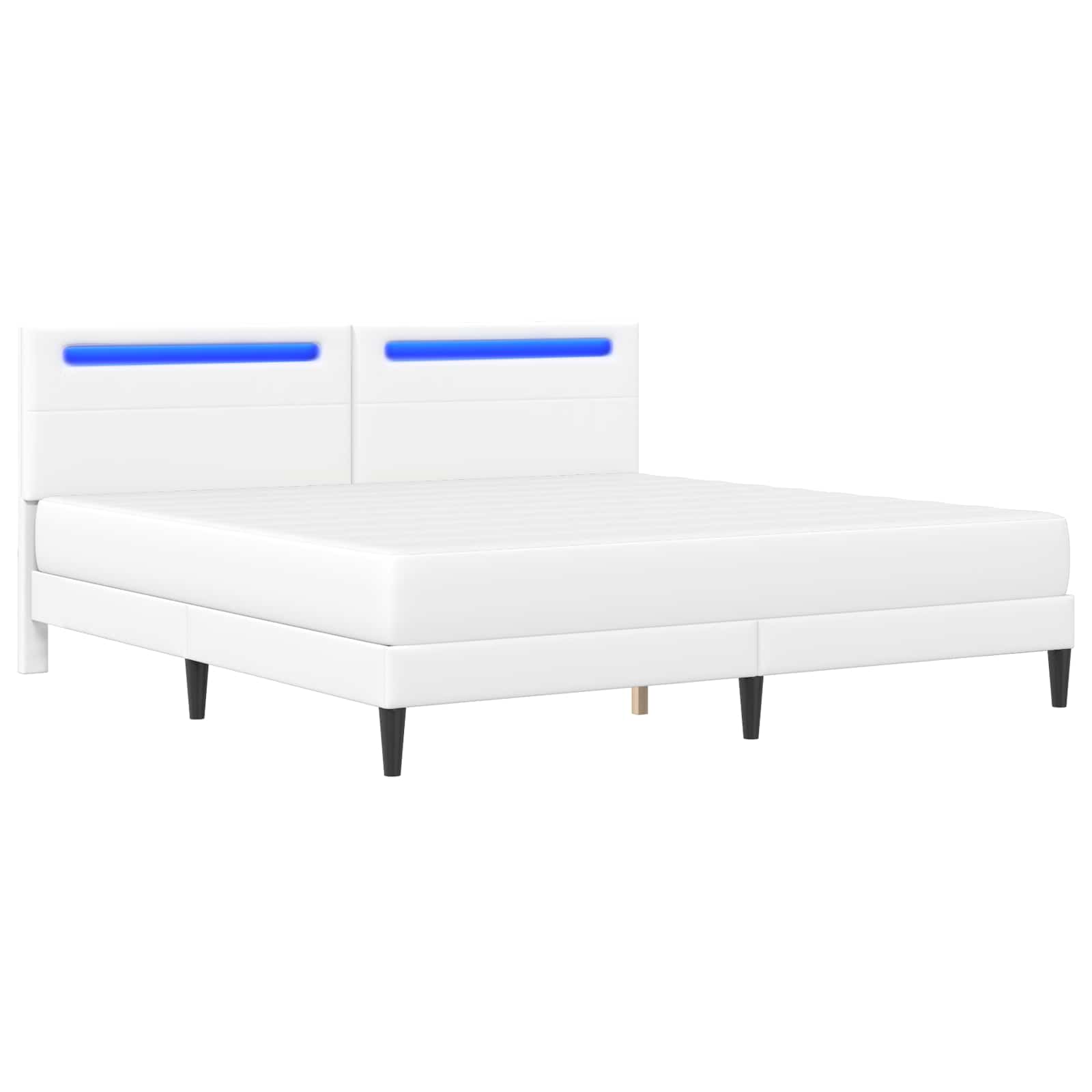vidaXL Ramka łóżka z paskami LED Biały 180 x 200 cm Ekoskóra
