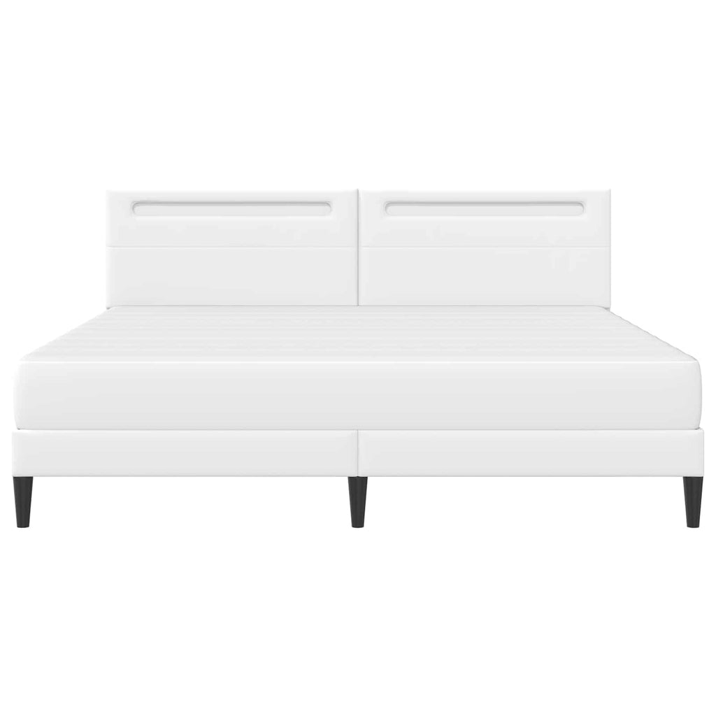 vidaXL Ramka łóżka z paskami LED Biały 180 x 200 cm Ekoskóra