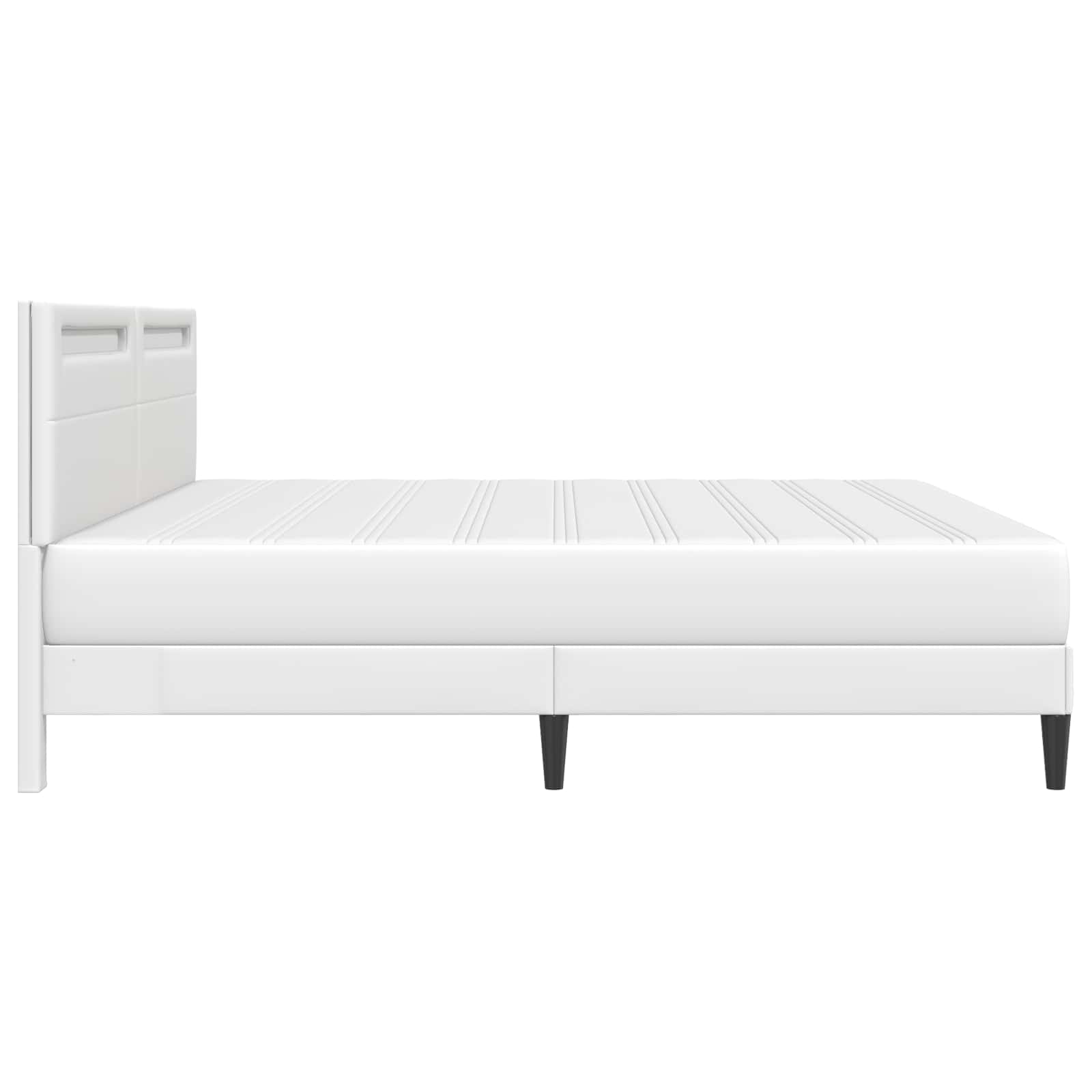 vidaXL Ramka łóżka z paskami LED Biały 180 x 200 cm Ekoskóra