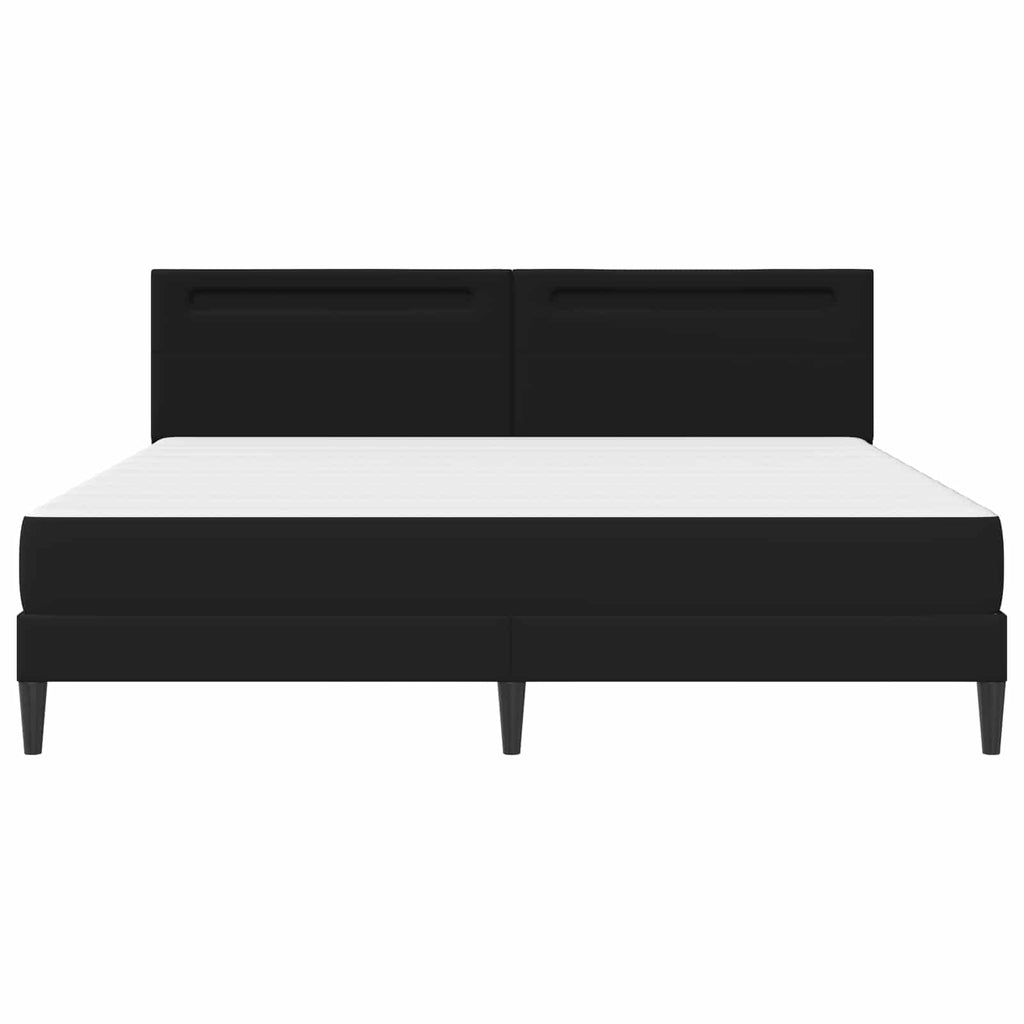vidaXL Ramka łóżka z paskami LED Czarny 200 x 200 cm Ekoskóra