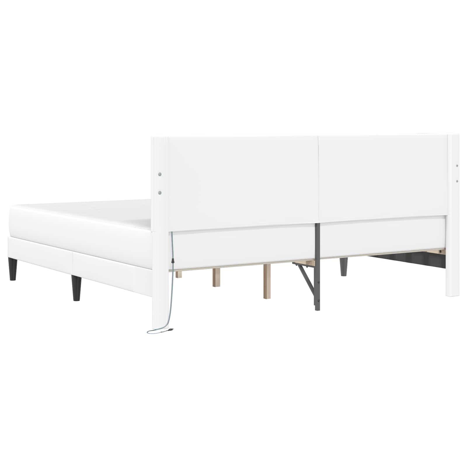 vidaXL Ramka łóżka z paskami LED Biały 200 x 200 cm Ekoskóra