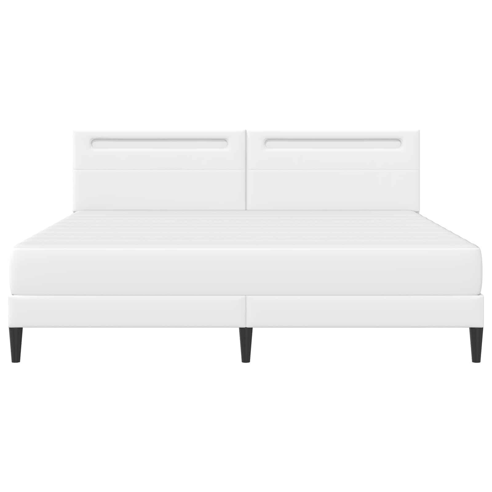vidaXL Ramka łóżka z paskami LED Biały 200 x 200 cm Ekoskóra