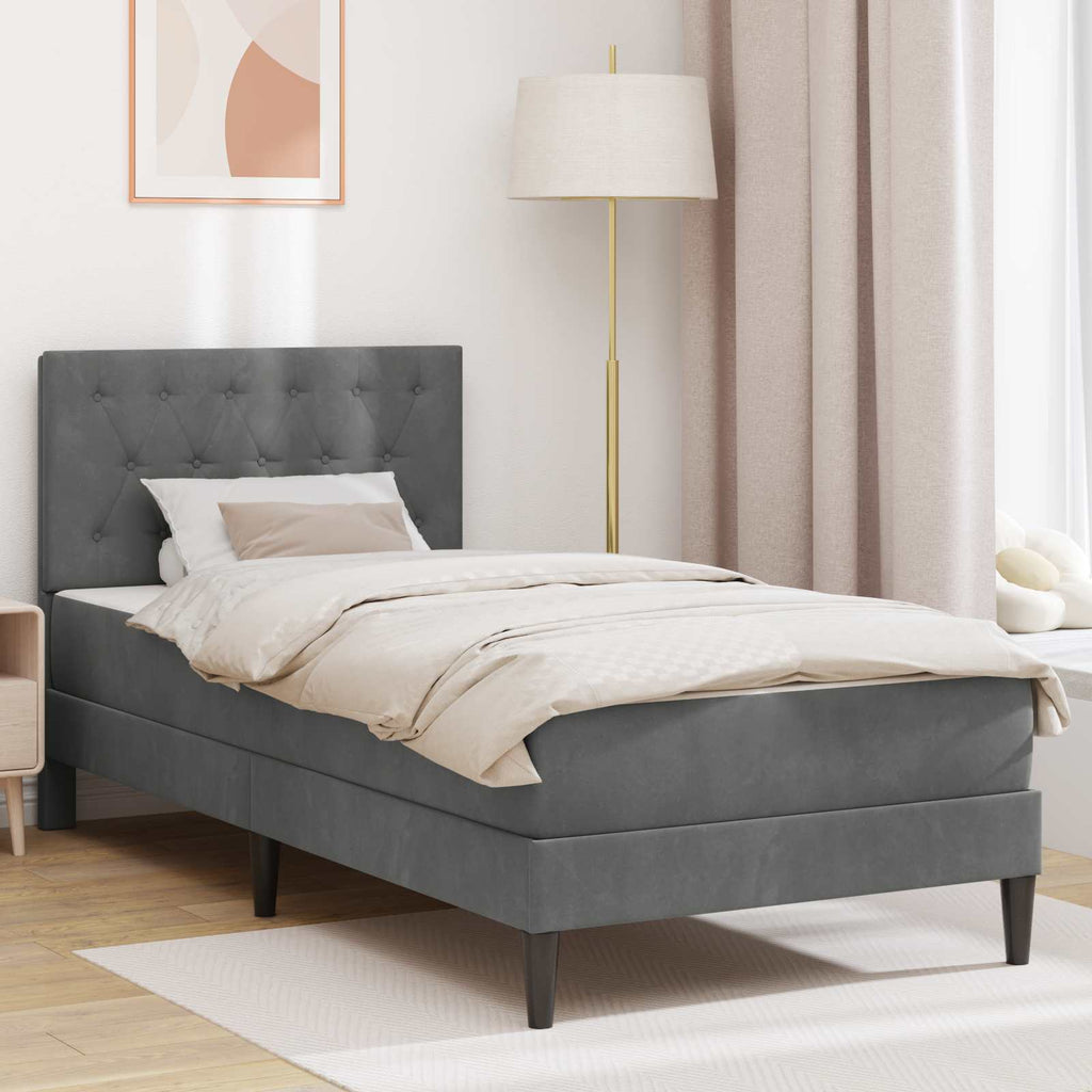 vidaXL Rama łóżka z materacem Ciemnoszary 80 x 200 cm Aksamit