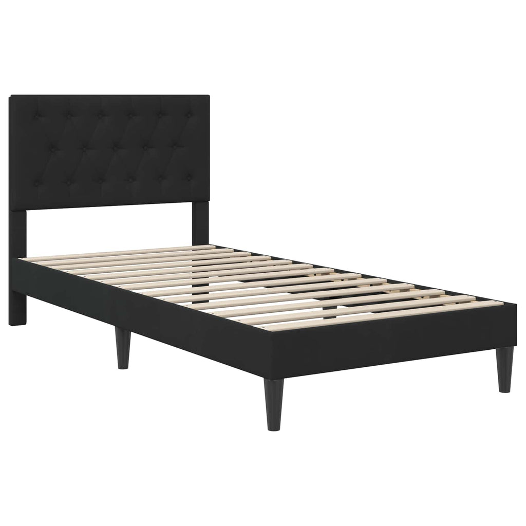 vidaXL Rama łóżka z materacem Z zagłówkiem Czarny 80 x 200 cm Aksamit