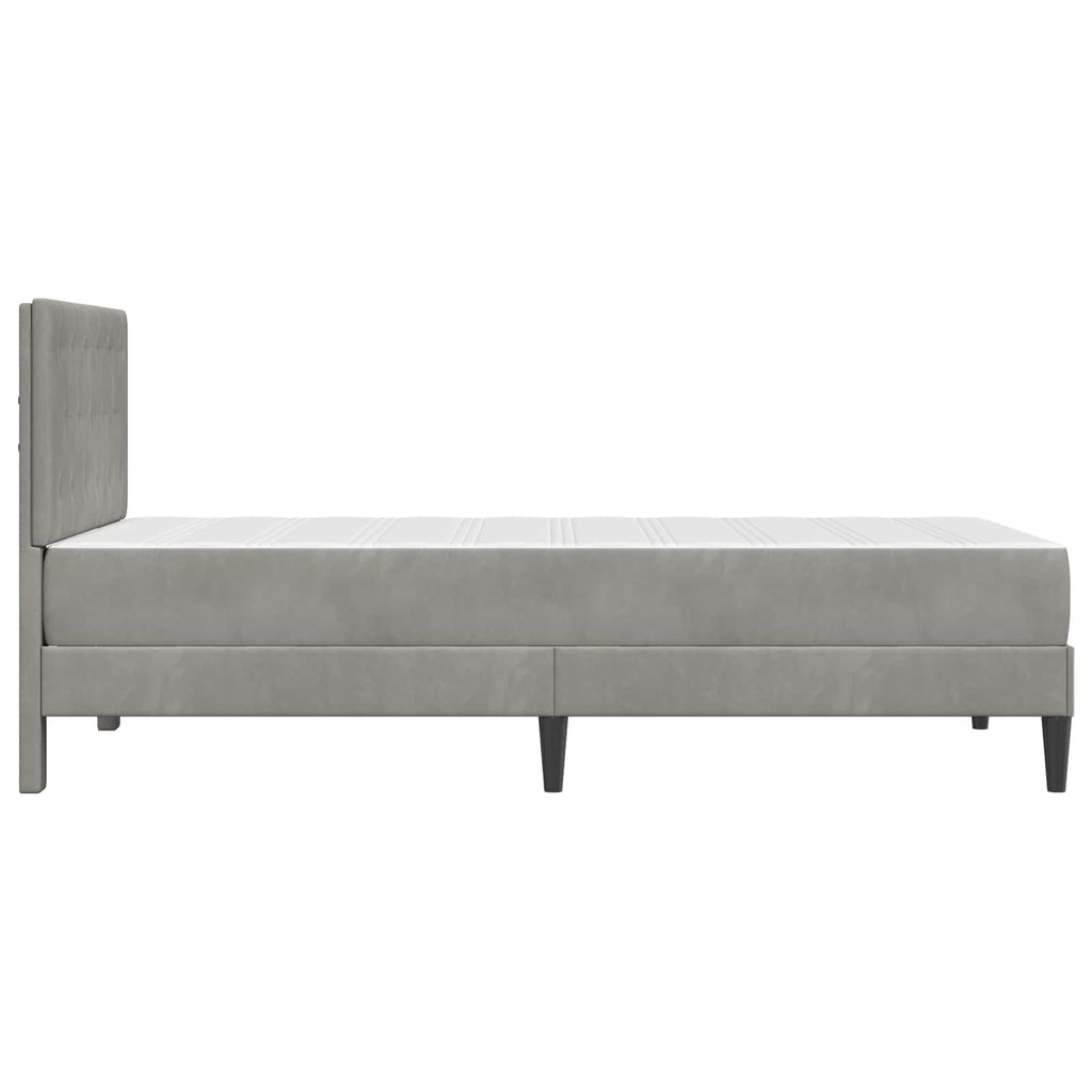 vidaXL Rama łóżka z materacem Jasnoszary 90 x 190 cm Aksamit
