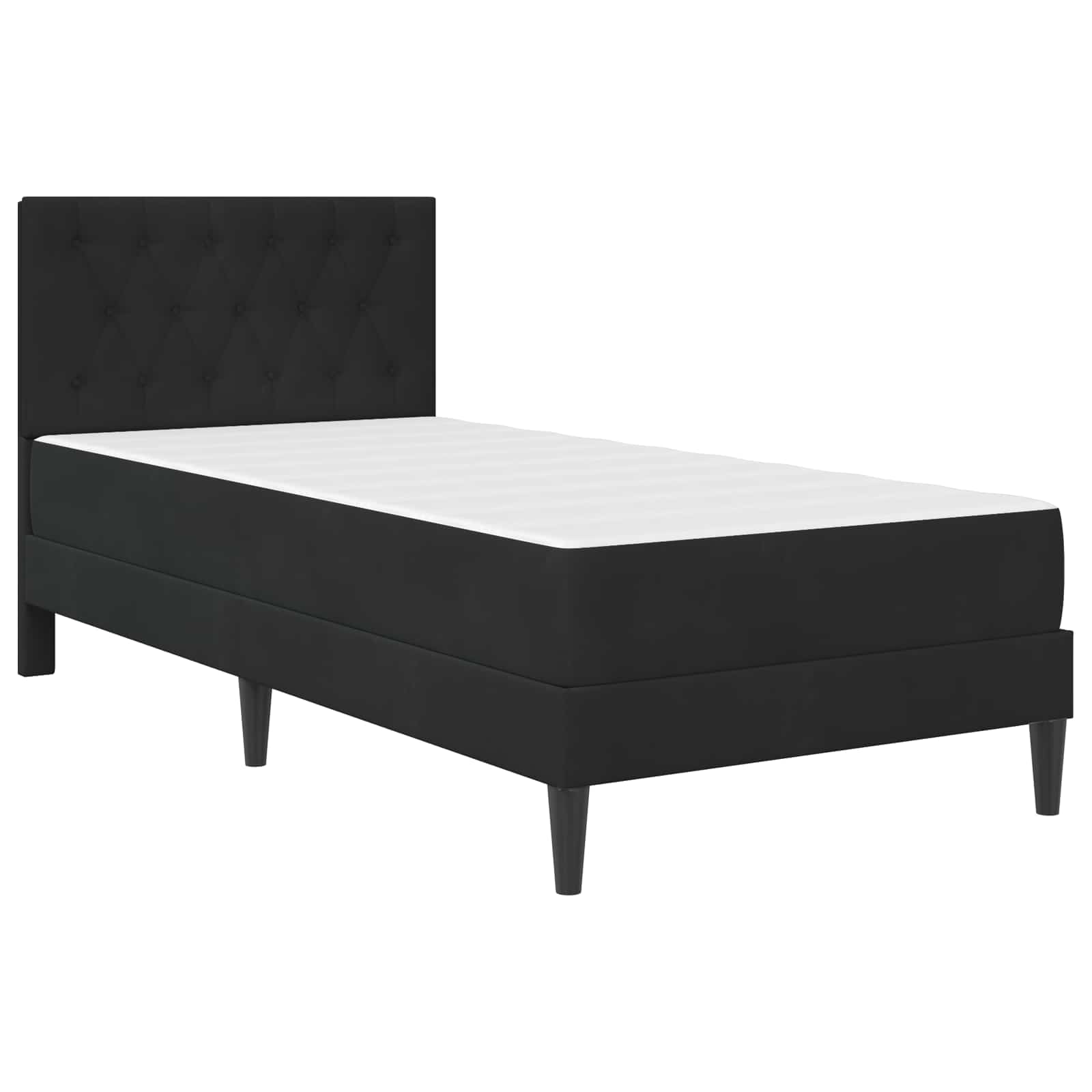 vidaXL Rama łóżka z materacem Z zagłówkiem Czarny 90 x 190 cm Aksamit