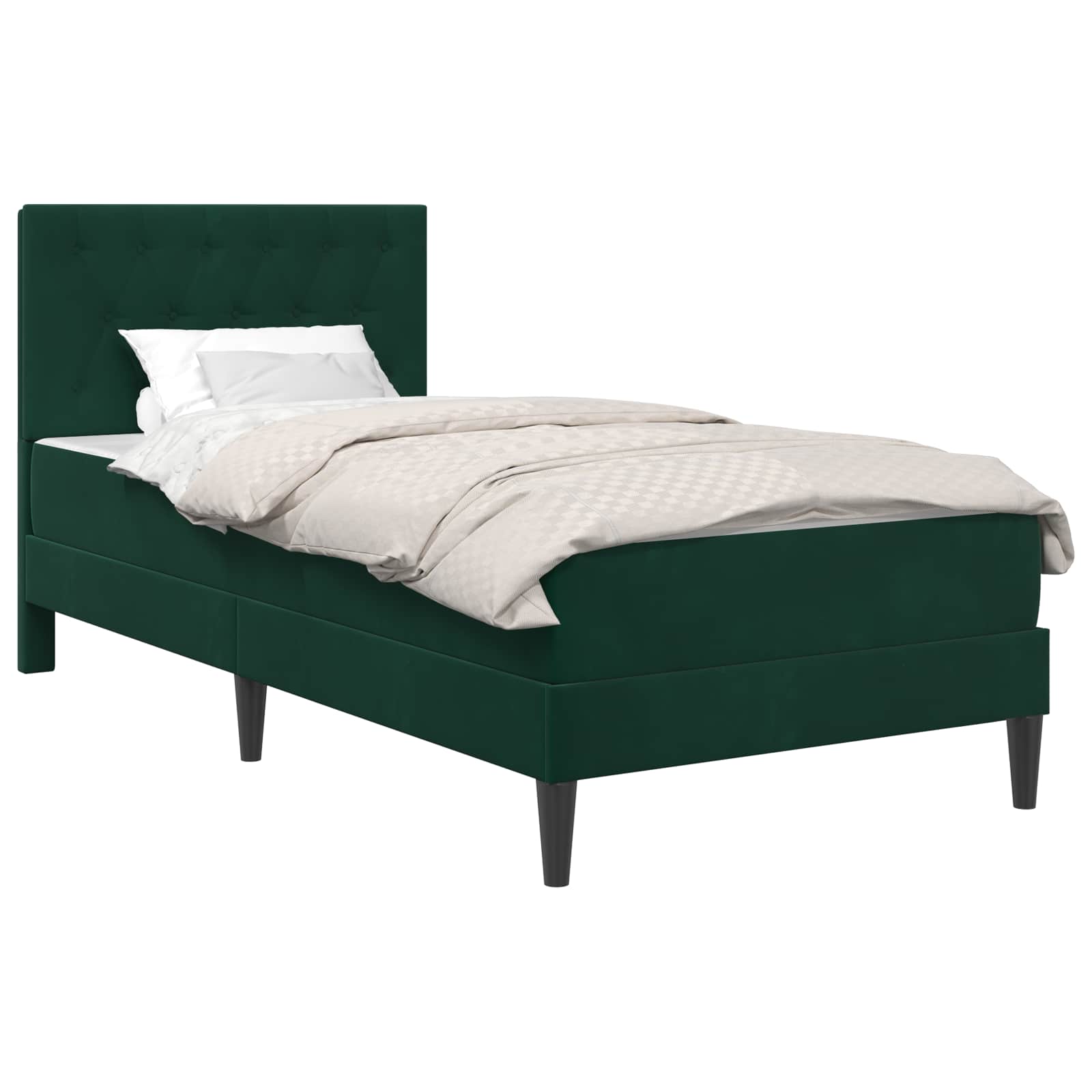 vidaXL Rama łóżka z materacem Ciemna zieleń 90 x 200 cm Aksamit