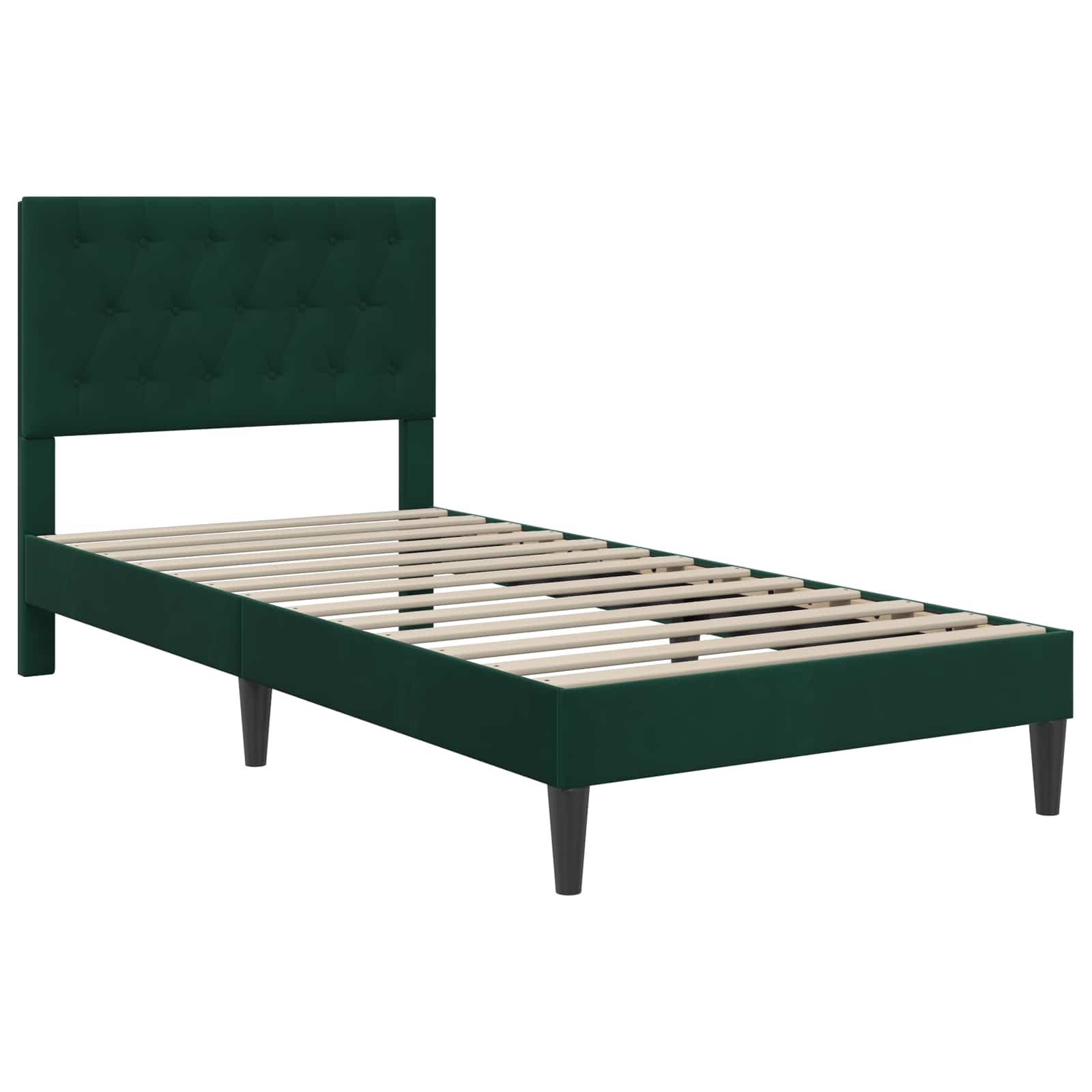 vidaXL Rama łóżka z materacem Ciemna zieleń 90 x 200 cm Aksamit