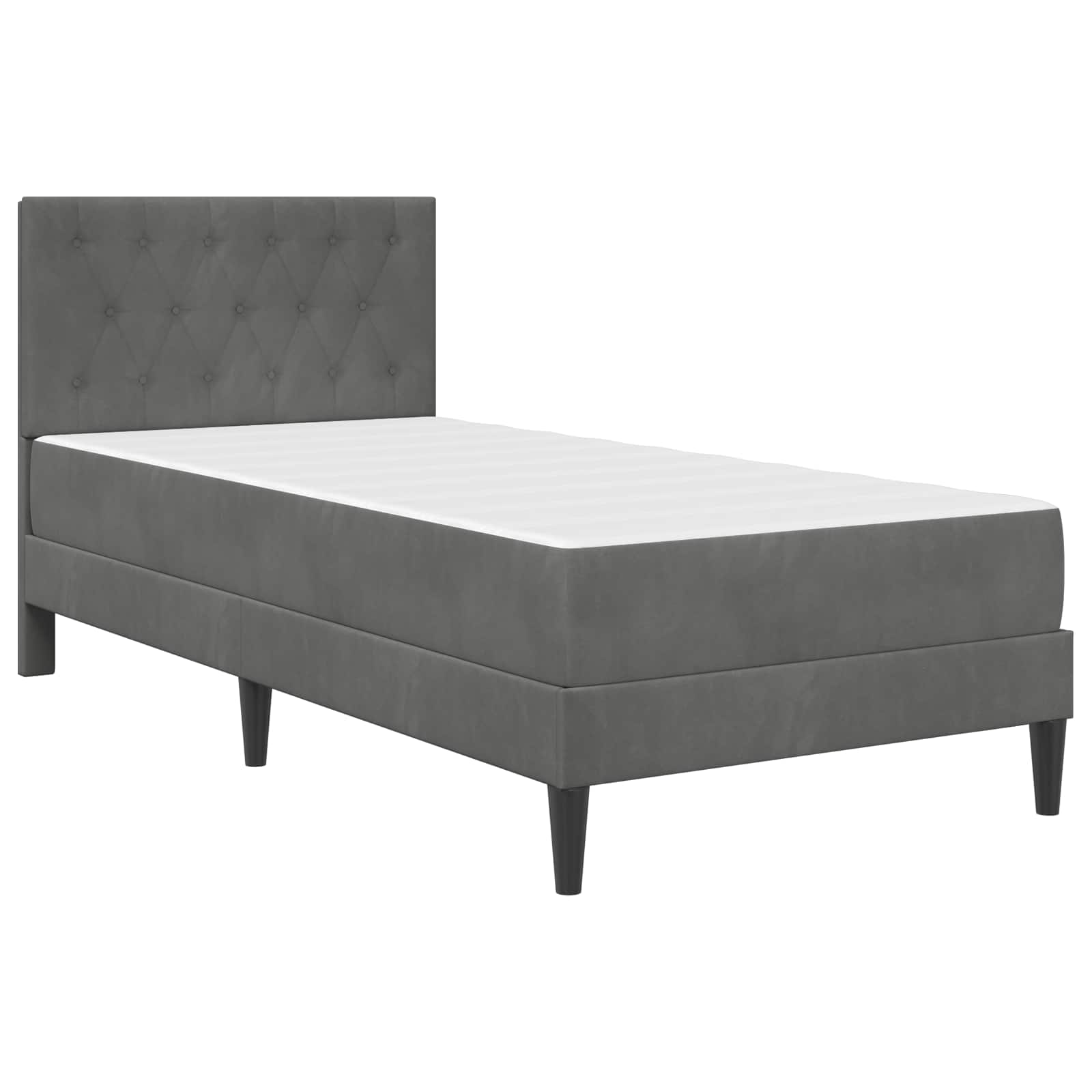 vidaXL Rama łóżka z materacem Ciemnoszary 100 x 200 cm Aksamit