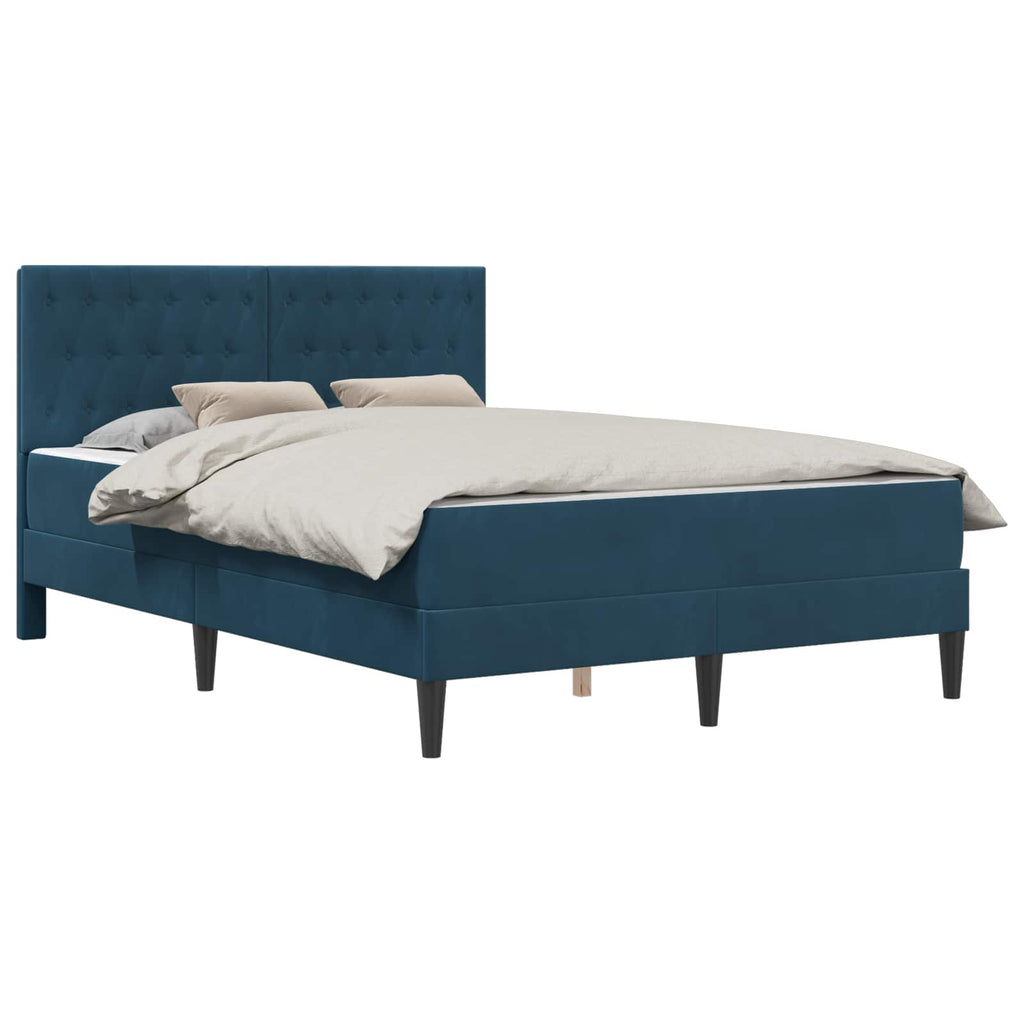 vidaXL Rama łóżka z materacem vidaXL Niebieski 120 x 190 cm Aksamit