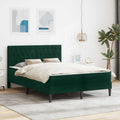 vidaXL Rama łóżka z materacem Ciemna zieleń 140 x 190 cm Aksamit