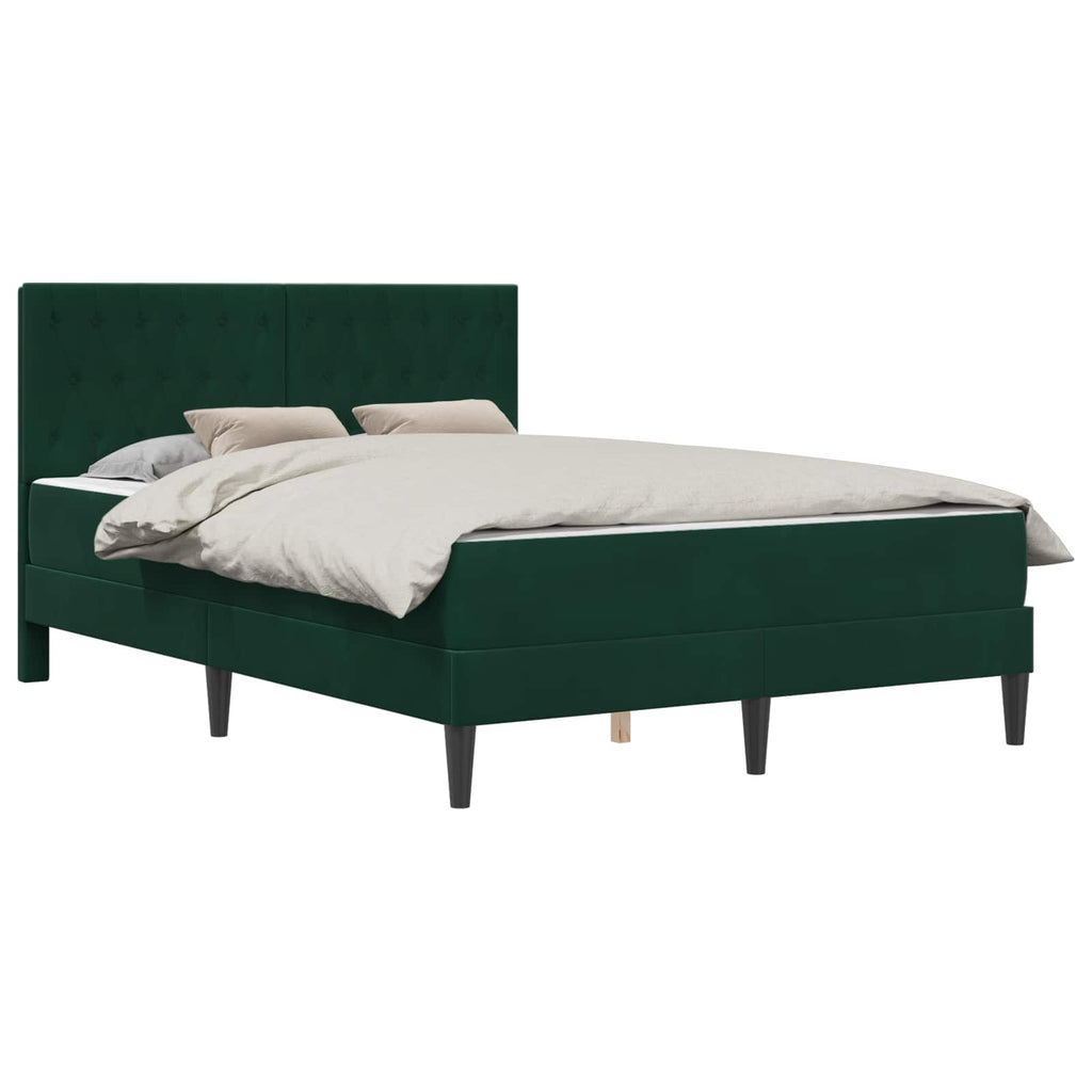 vidaXL Rama łóżka z materacem Ciemna zieleń 140 x 190 cm Aksamit