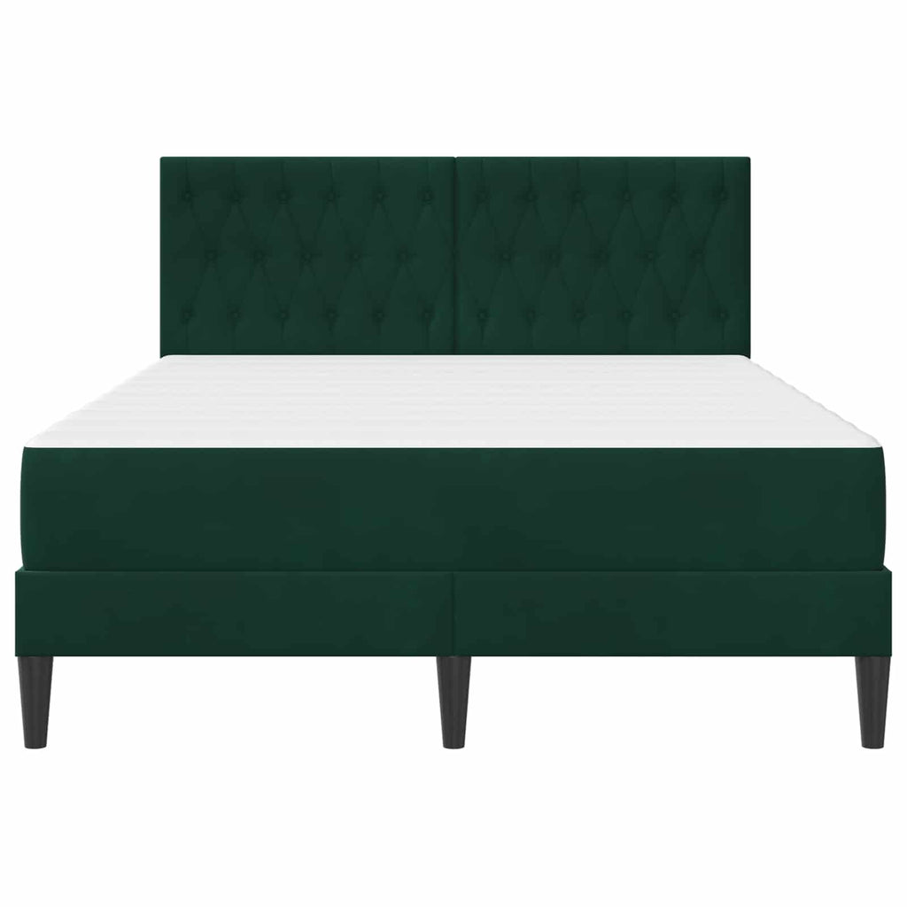 vidaXL Rama łóżka z materacem Ciemna zieleń 140 x 190 cm Aksamit