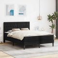 vidaXL Rama łóżka z materacem Z zagłówkiem Czarny 140 x 190 cm Aksamit