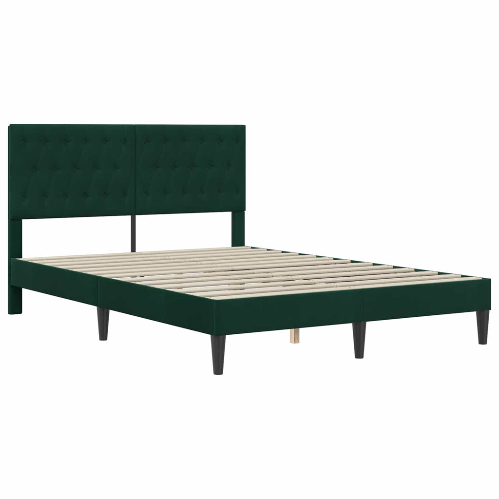 vidaXL Rama łóżka z materacem Ciemna zieleń 160 x 200 cm Aksamit