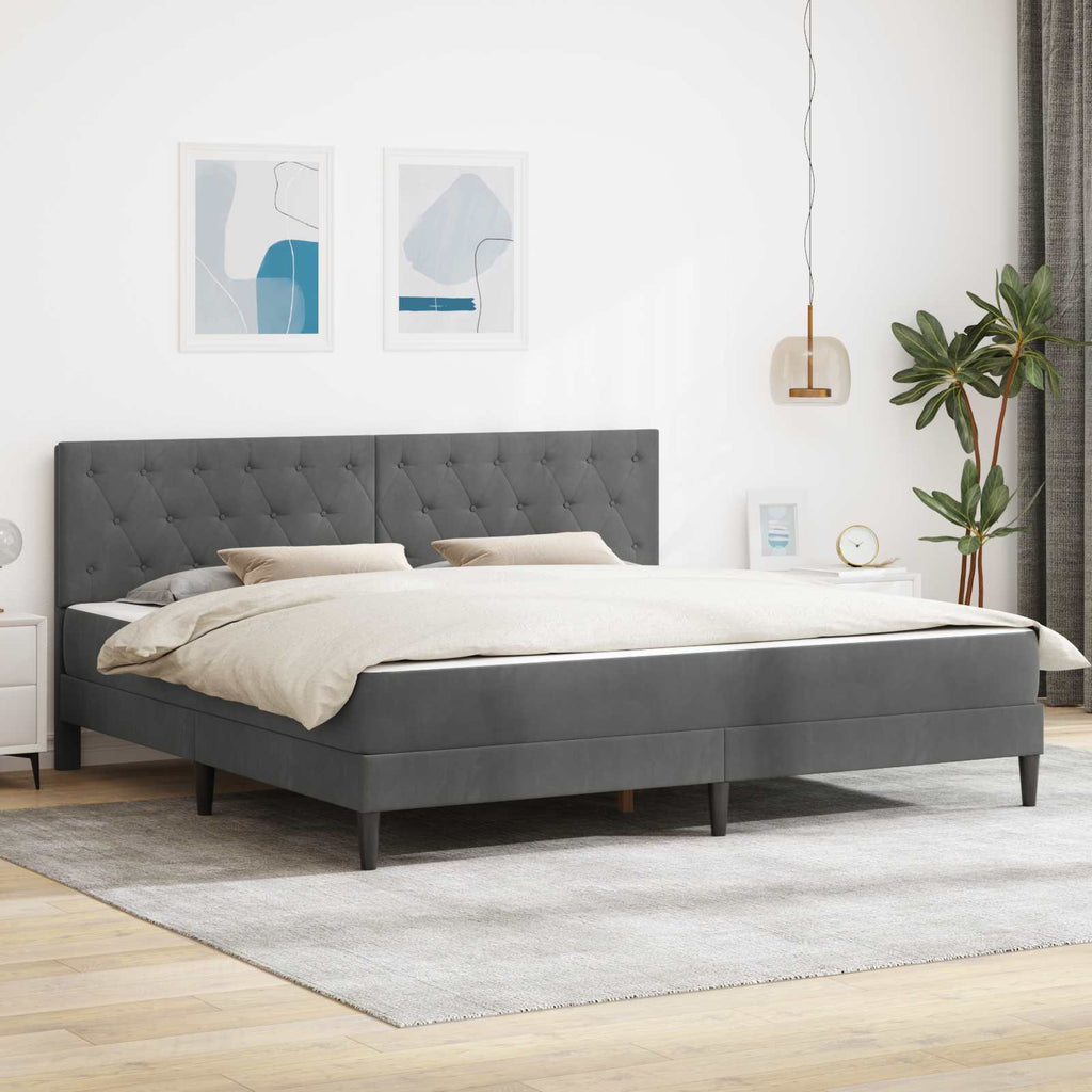 vidaXL Rama łóżka z materacem Ciemnoszary 180 x 200 cm Aksamit