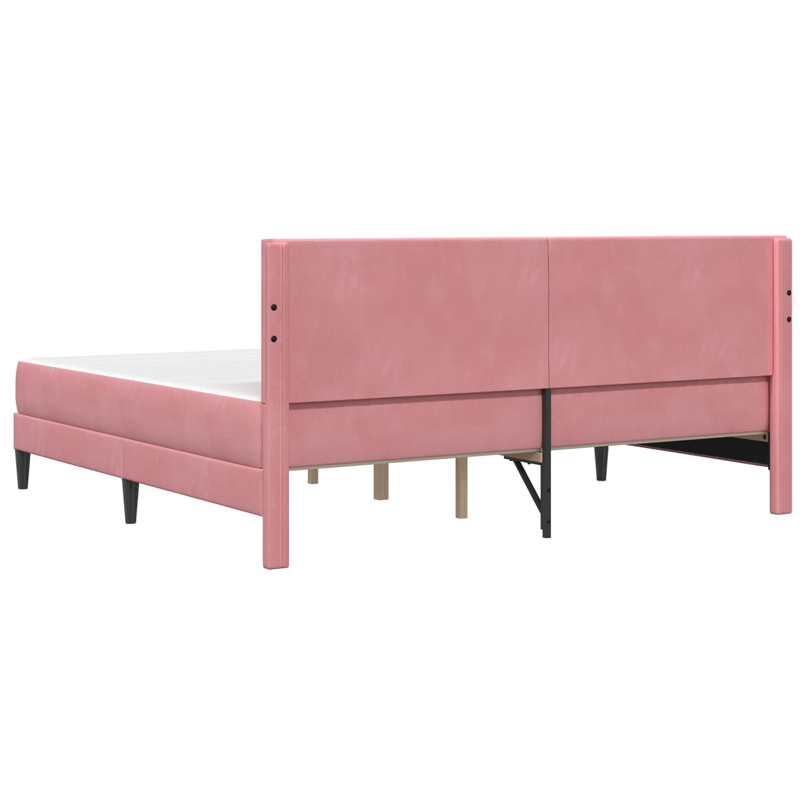 vidaXL Rama łóżka z materacem Z zagłówkiem Różowy 180 x 200 cm Aksamit