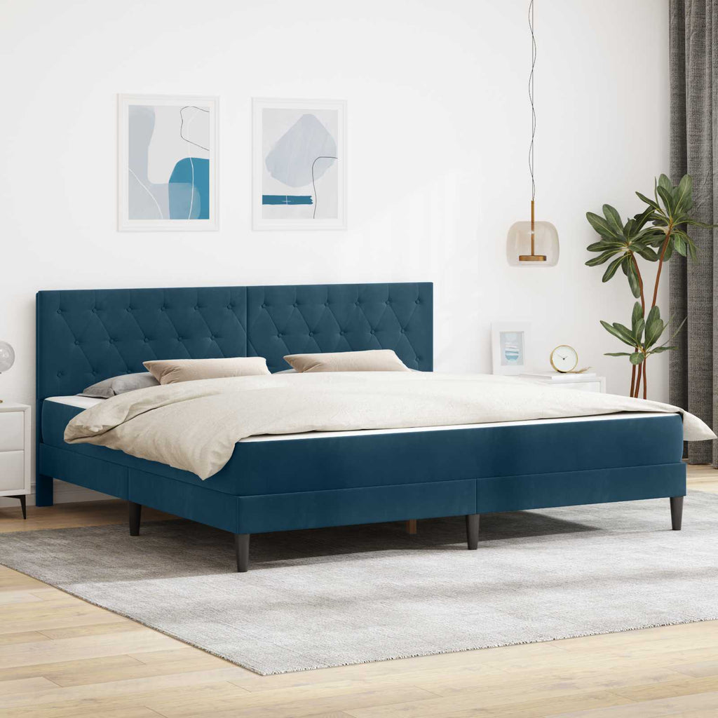 vidaXL Rama łóżka z materacem Niebieski 180 x 200 cm Aksamit