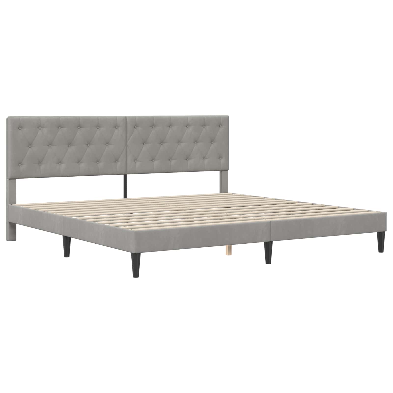 vidaXL Rama łóżka z materacem Jasnoszary 200 x 200 cm Aksamit