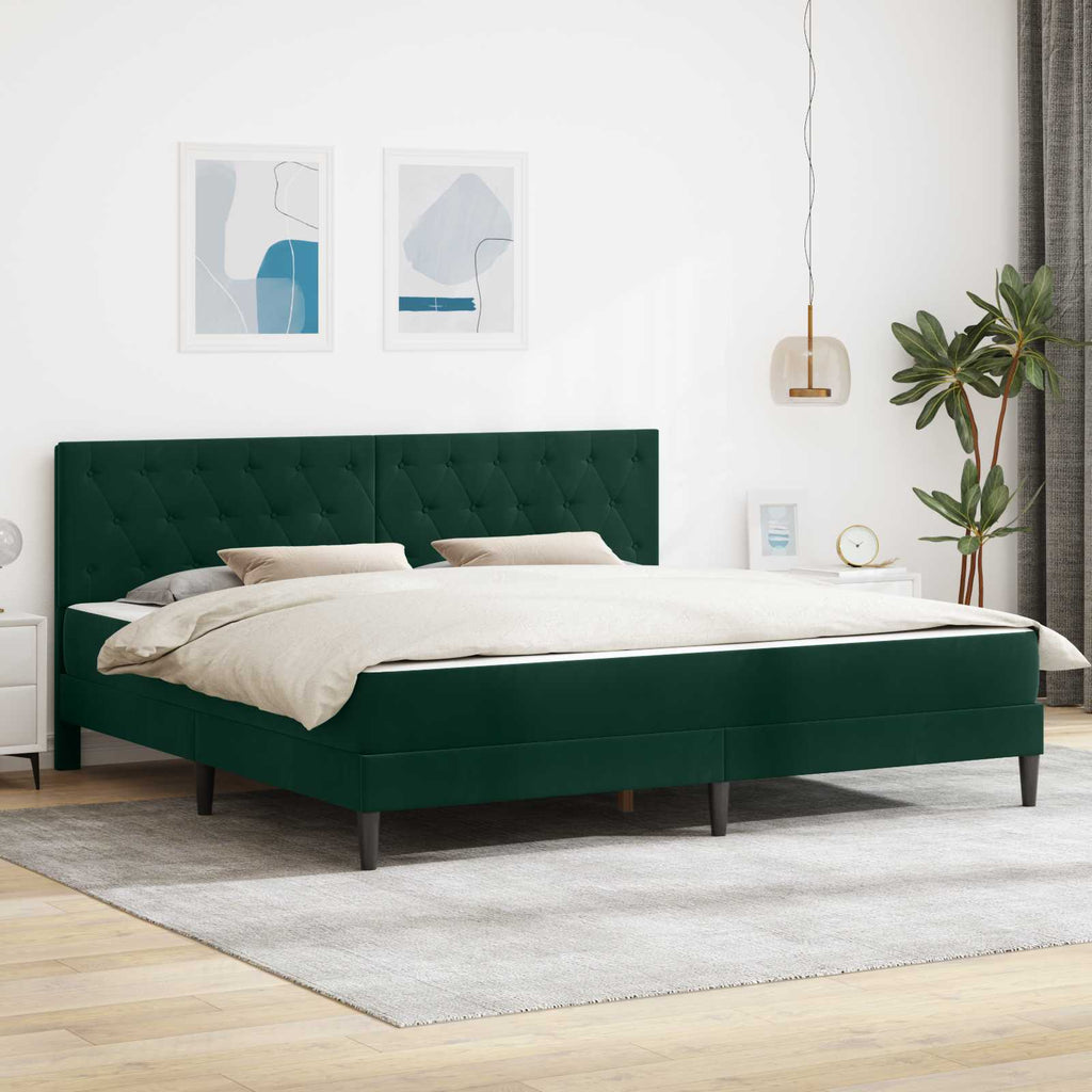 vidaXL Rama łóżka z materacem Ciemna zieleń 200 x 200 cm Aksamit