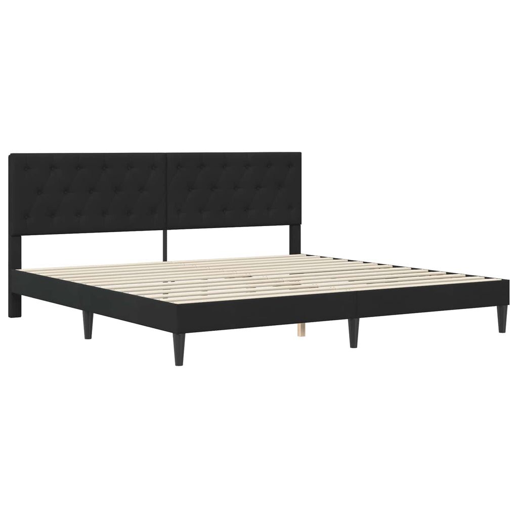 vidaXL Rama łóżka z materacem Z zagłówkiem Czarny 200 x 200 cm Aksamit