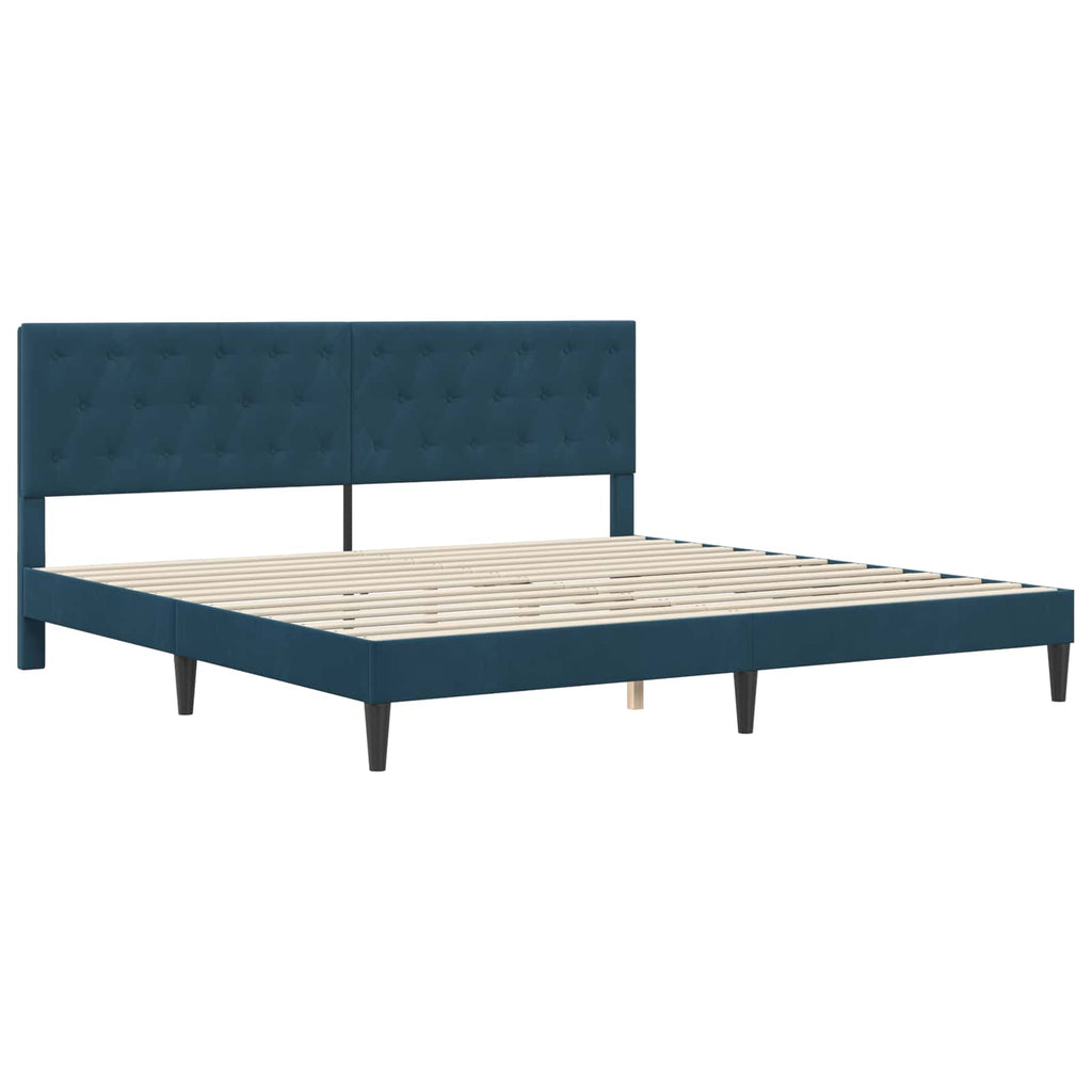 vidaXL Rama łóżka z materacem Niebieski 200 x 200 cm Aksamit