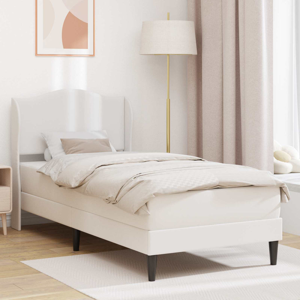 vidaXL Ramka łóżka Z zagłówkiem Biały 80 x 200 cm Ekoskóra