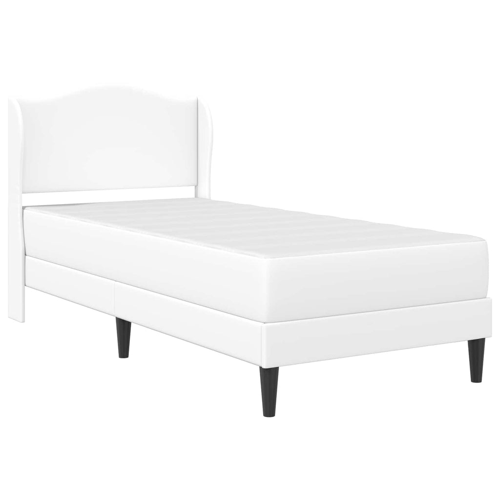 vidaXL Ramka łóżka Z zagłówkiem Biały 90 x 190 cm Ekoskóra