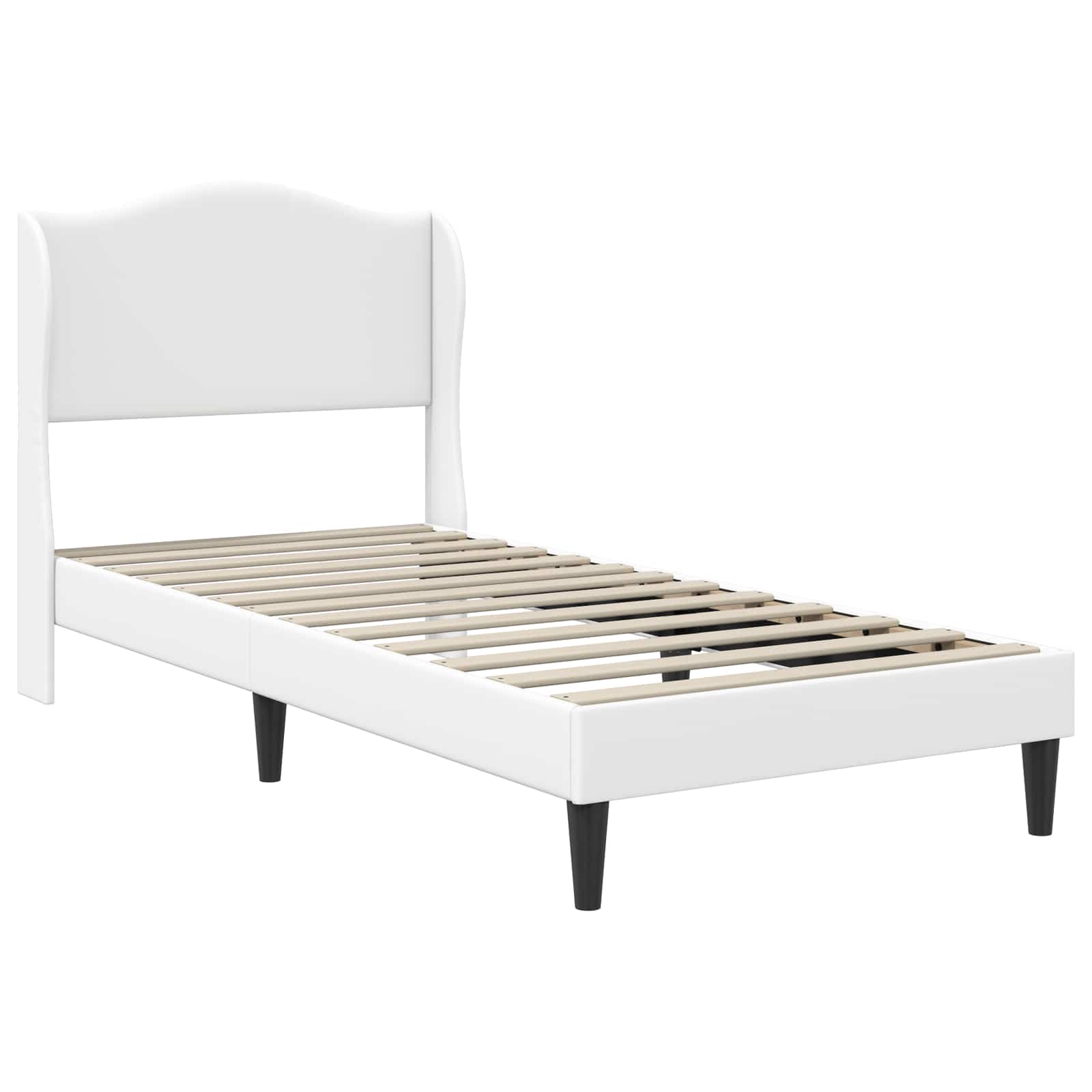 vidaXL Ramka łóżka Z zagłówkiem Biały 90 x 190 cm Ekoskóra