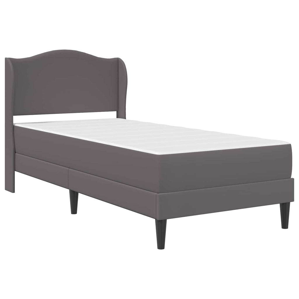 vidaXL Ramka łóżka Z zagłówkiem Szary 90 x 200 cm Ekoskóra
