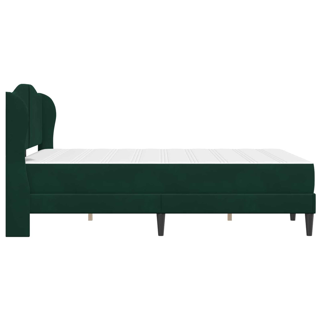vidaXL Rama łóżka z materacem Ciemnozielony 140 x 200 cm Welur