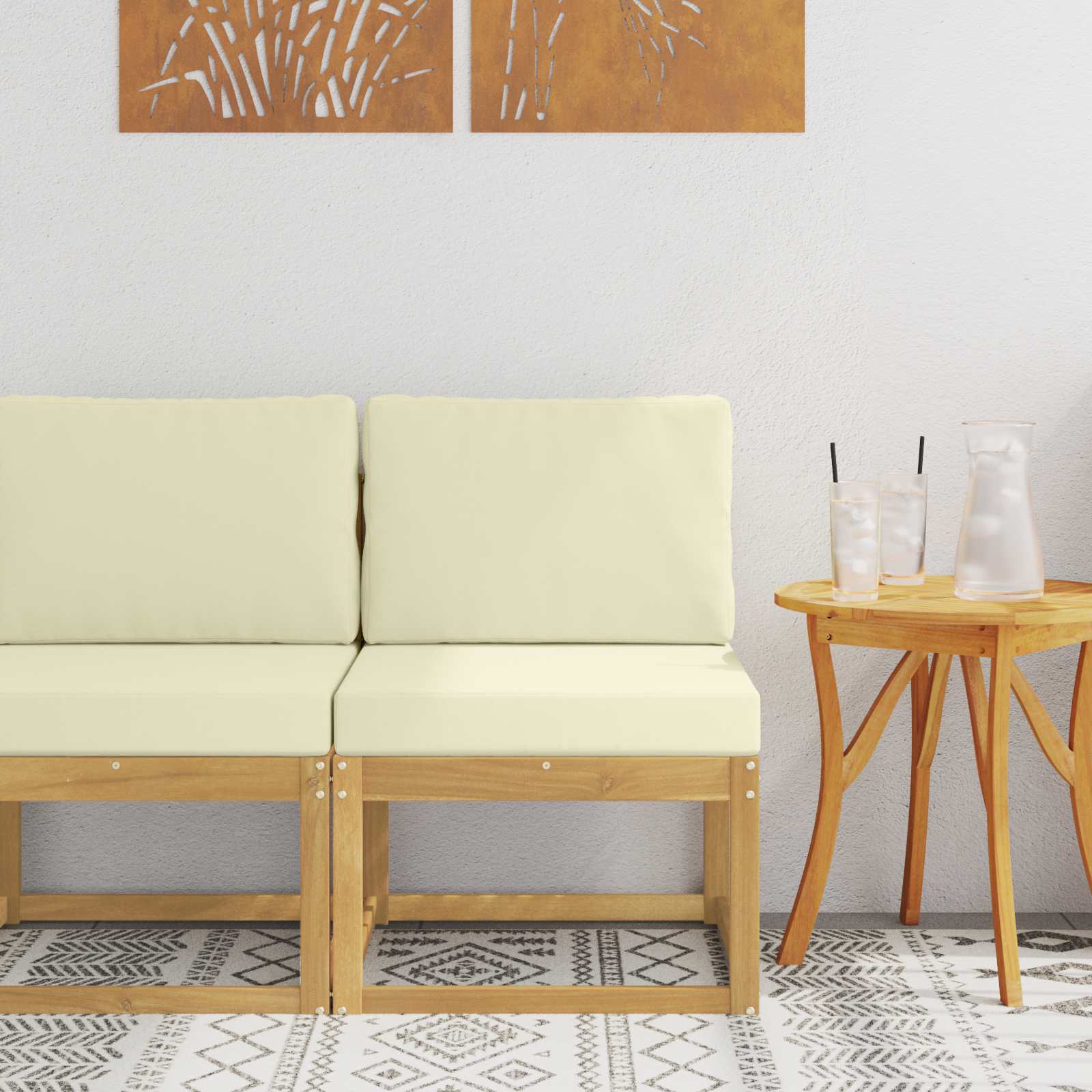 vidaXL Zestaw sof na zewnątrz Biały i kremowy 59 x 63 x 73 cm