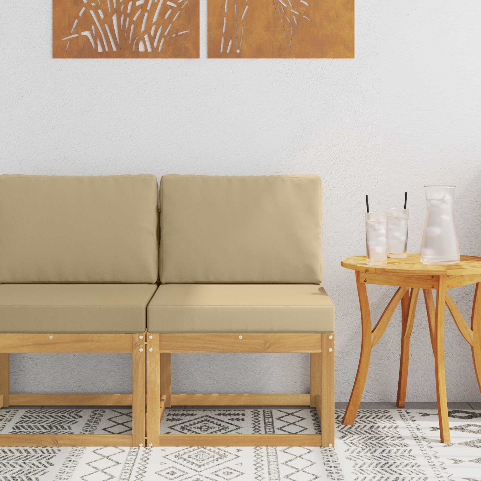 vidaXL Zestaw sof na zewnątrz Biały i Beżowy 59 x 63 x 73 cm