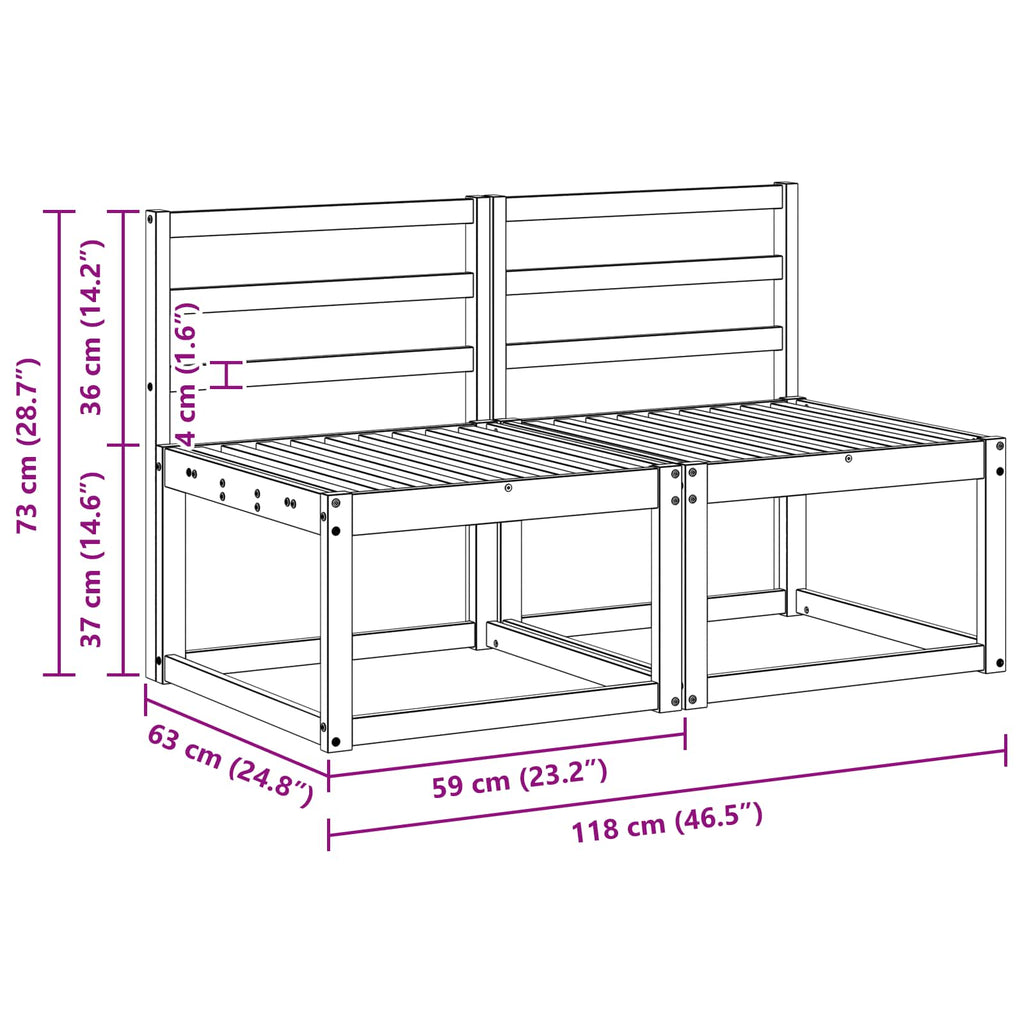 vidaXL 2 Sztuka Środkowa sofa ogrodowa Lite Drewno Akacji Biały