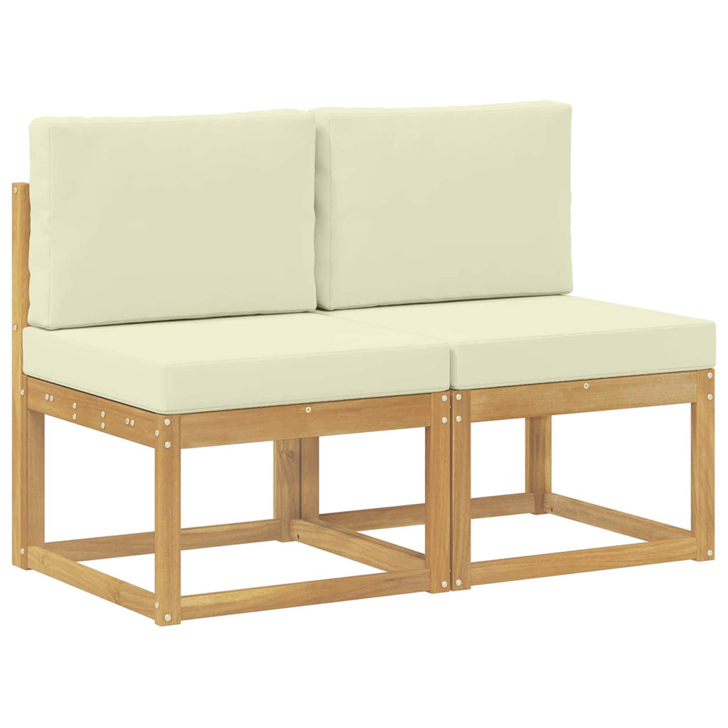 vidaXL 2 Sztuka Środkowa sofa ogrodowa Lite Drewno Akacji Biały