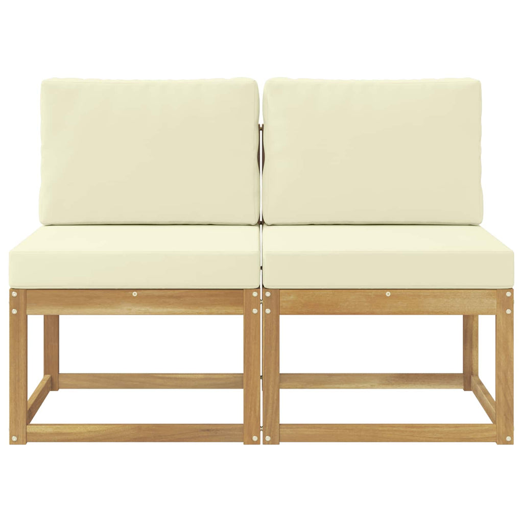 vidaXL 2 Sztuka Środkowa sofa ogrodowa Lite Drewno Akacji Biały