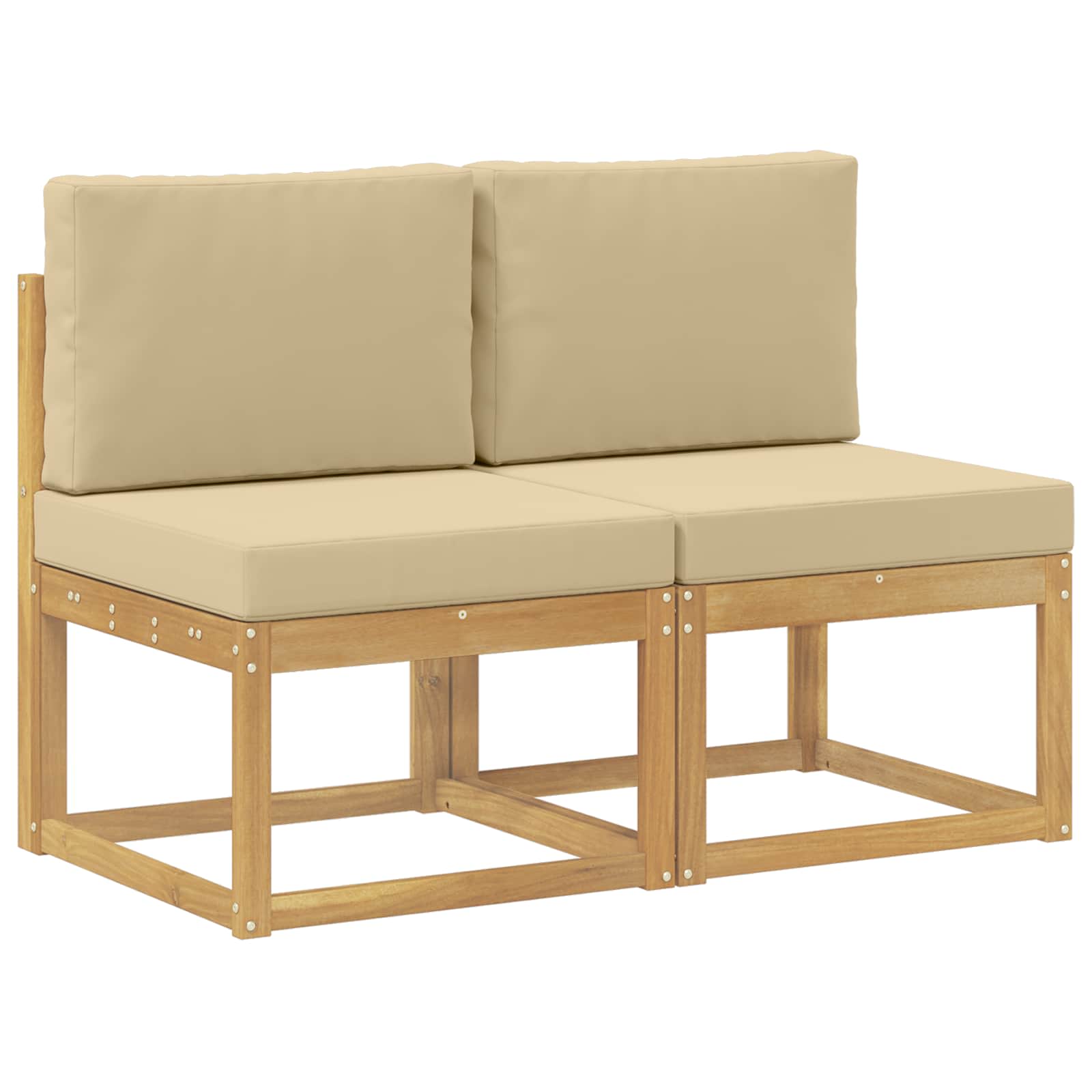 vidaXL 2 Sztuka Środkowa sofa ogrodowa Lite Drewno Akacji Biały