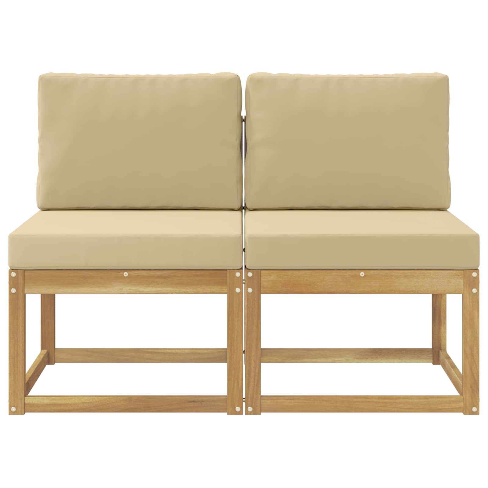 vidaXL 2 Sztuka Środkowa sofa ogrodowa Lite Drewno Akacji Biały