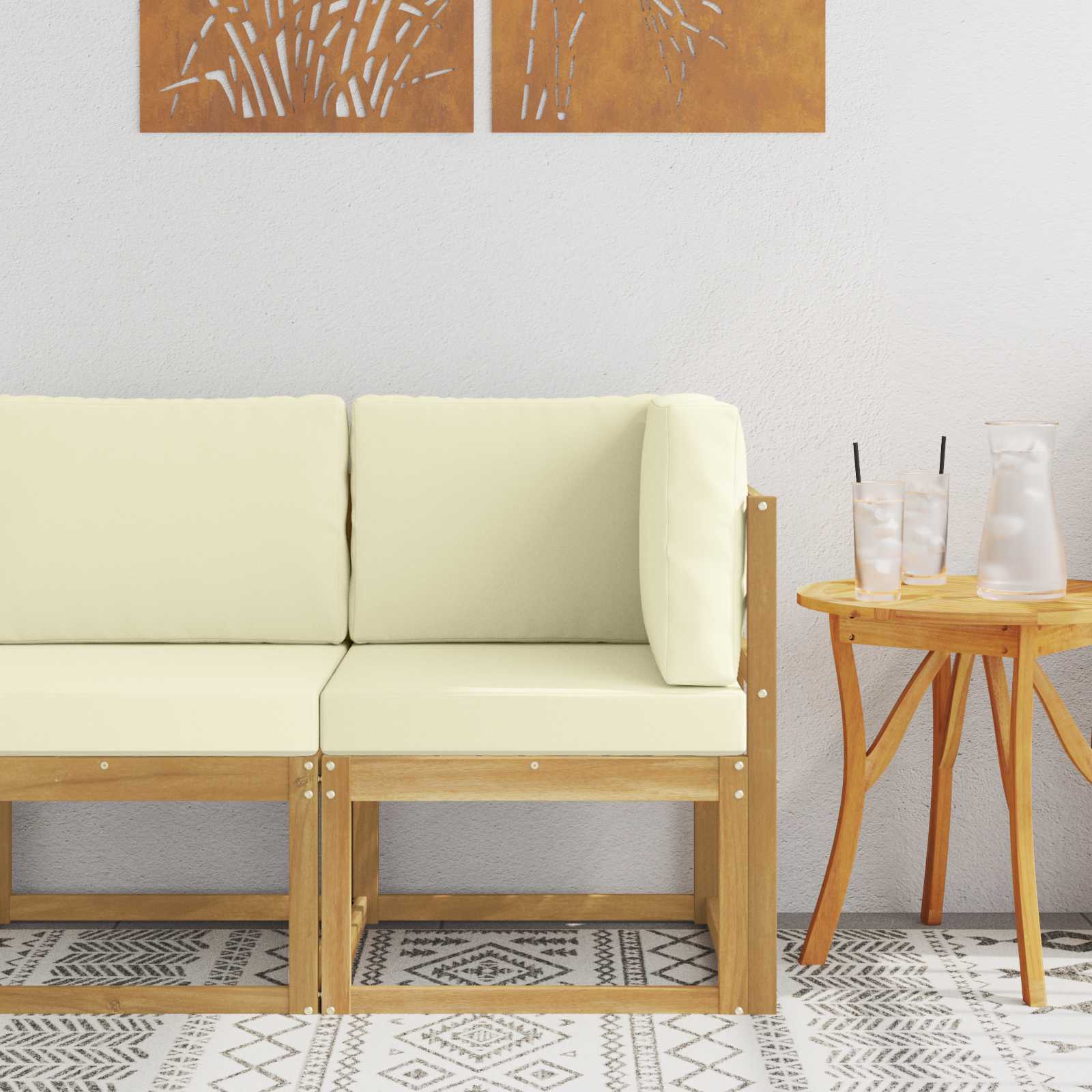vidaXL Sofa narożna na zewnątrz Lite Drewno Akacji Biały