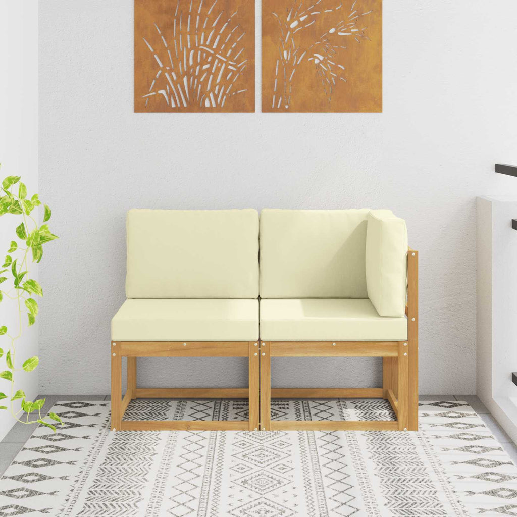 vidaXL Modułowa sofa na zewnątrz 2 Sztuka Biały Lite Drewno Akacji