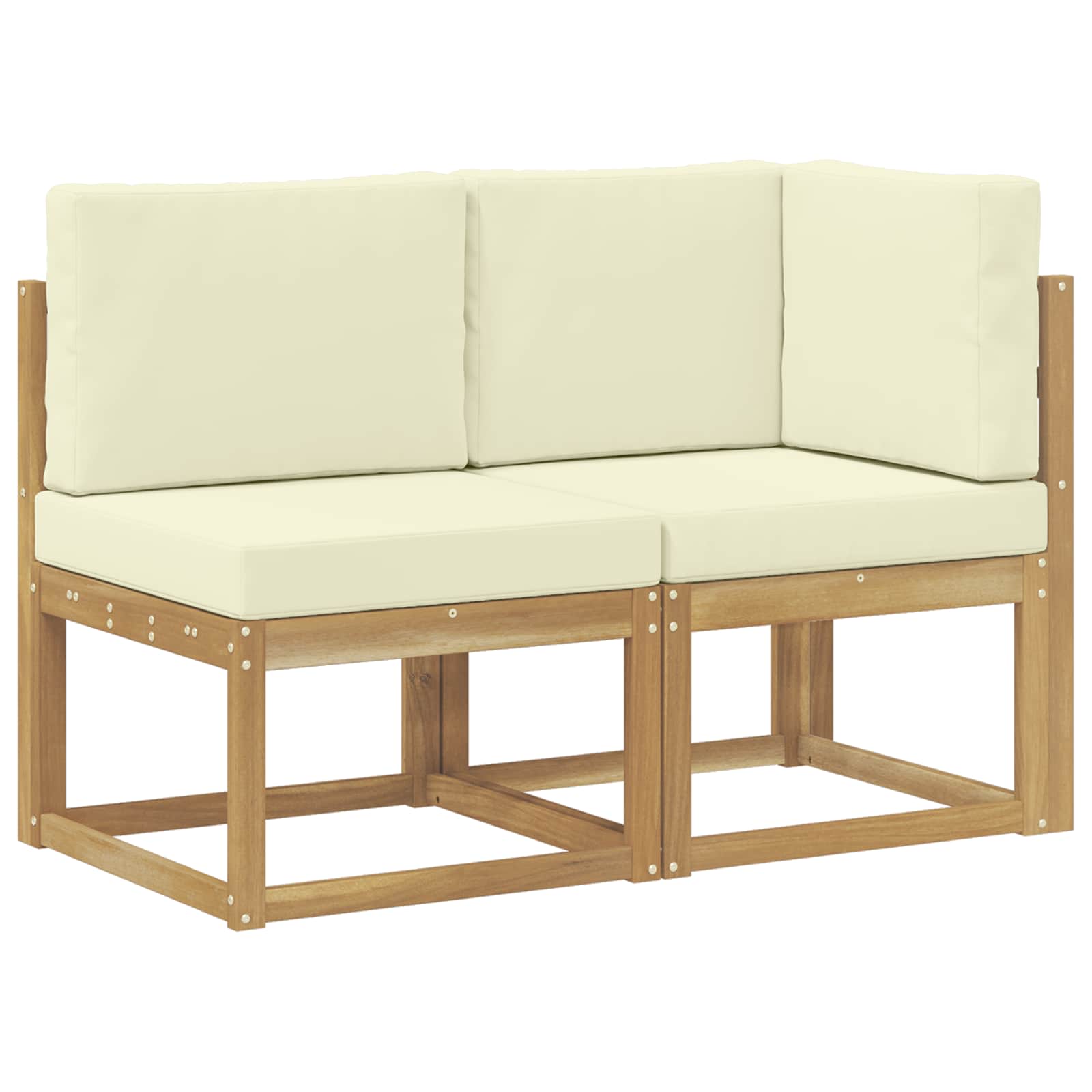 vidaXL Modułowa sofa na zewnątrz 2 Sztuka Biały Lite Drewno Akacji