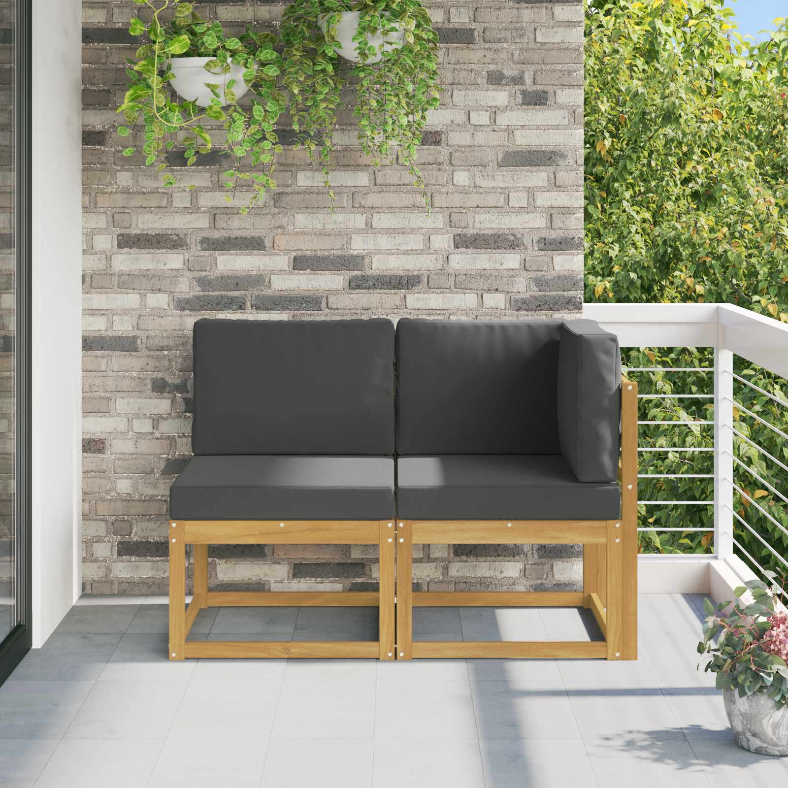 vidaXL Modułowa sofa na zewnątrz 2 Sztuka Biały Lite Drewno Akacji
