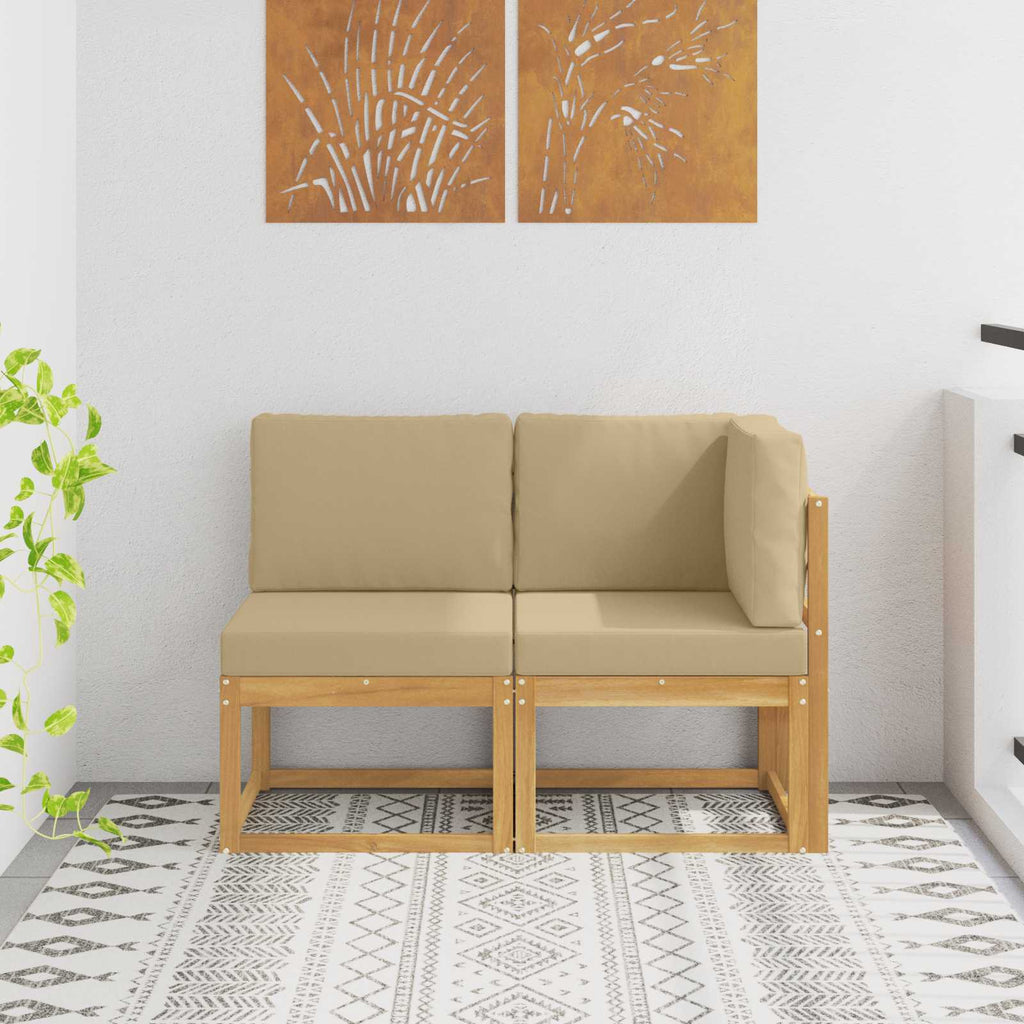 vidaXL Modułowa sofa na zewnątrz 2 Sztuka Biały Lite Drewno Akacji