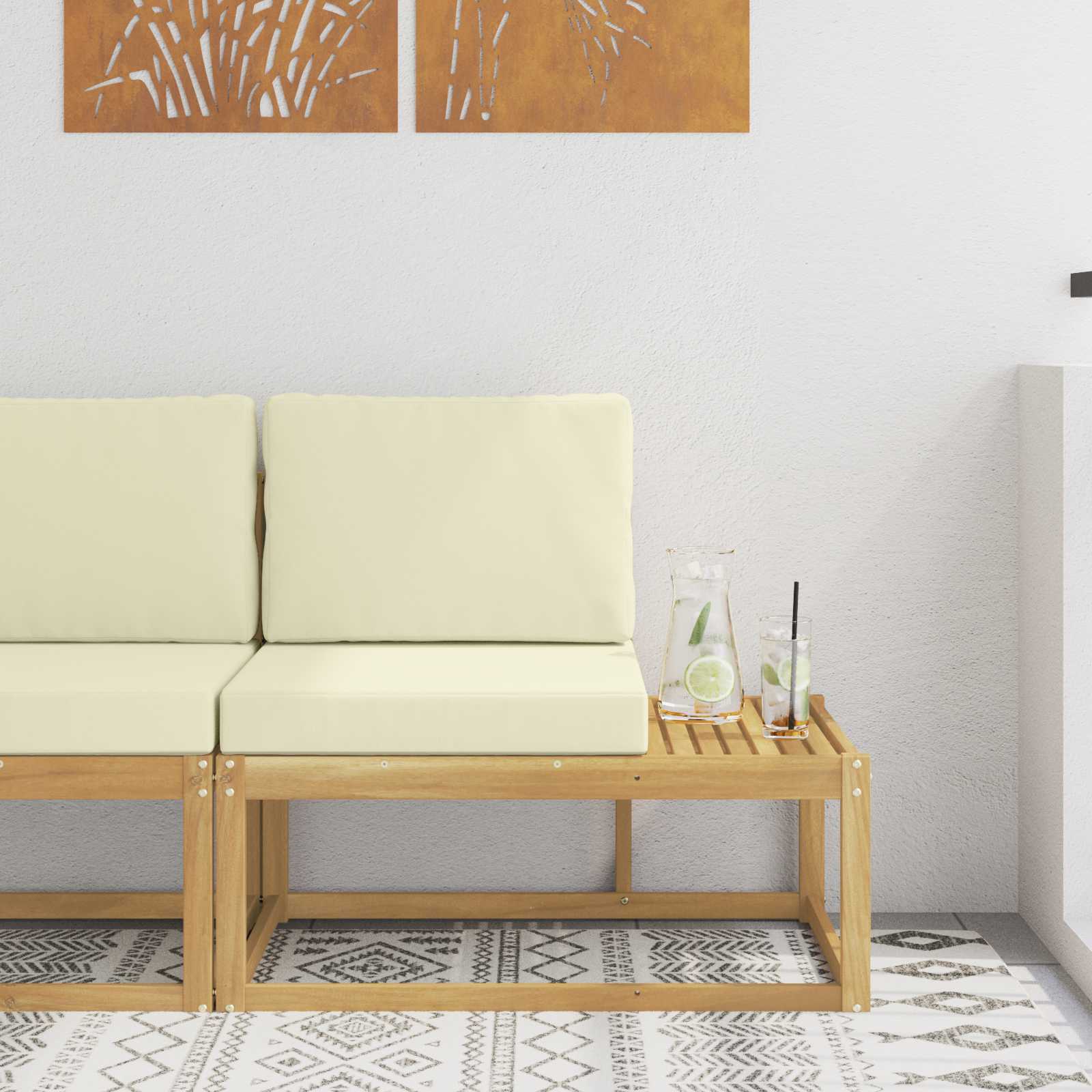 vidaXL Sofa końcowa na zewnątrz z poduszką Biały 91 x 63 x 73 cm