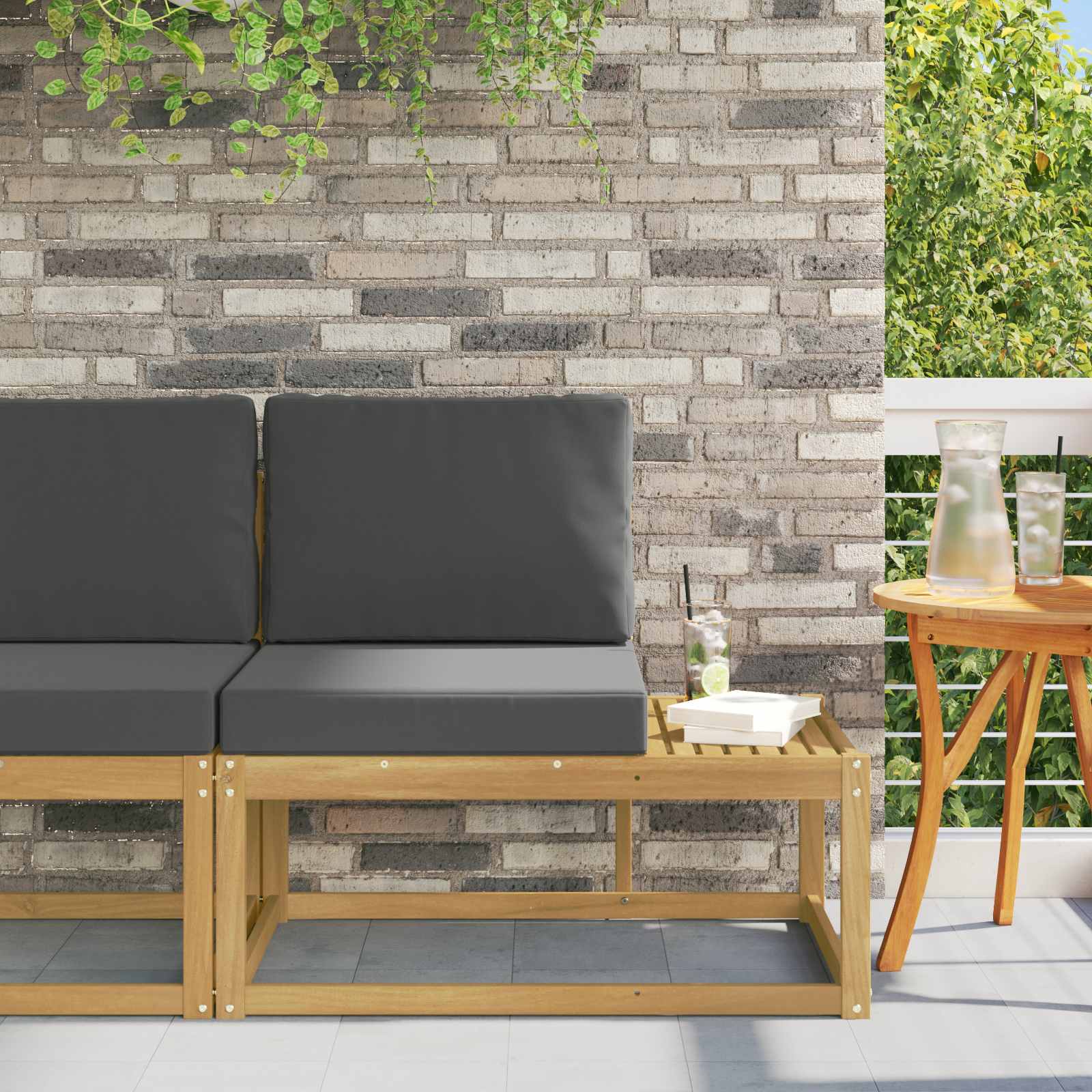 vidaXL Sofa końcowa na zewnątrz z poduszką Biały 91 x 63 x 73 cm
