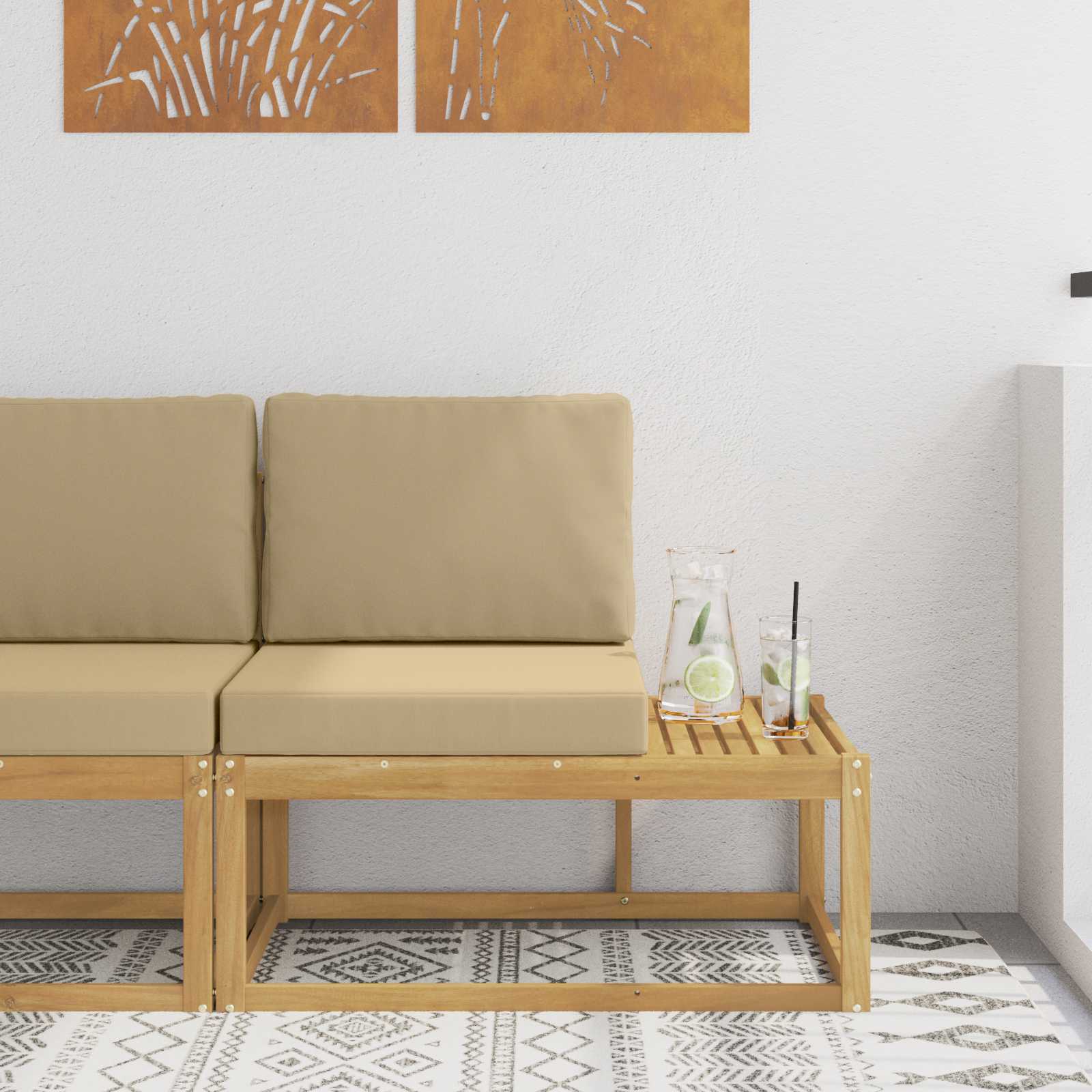 vidaXL Sofa końcowa na zewnątrz z poduszką Biały 91 x 63 x 73 cm