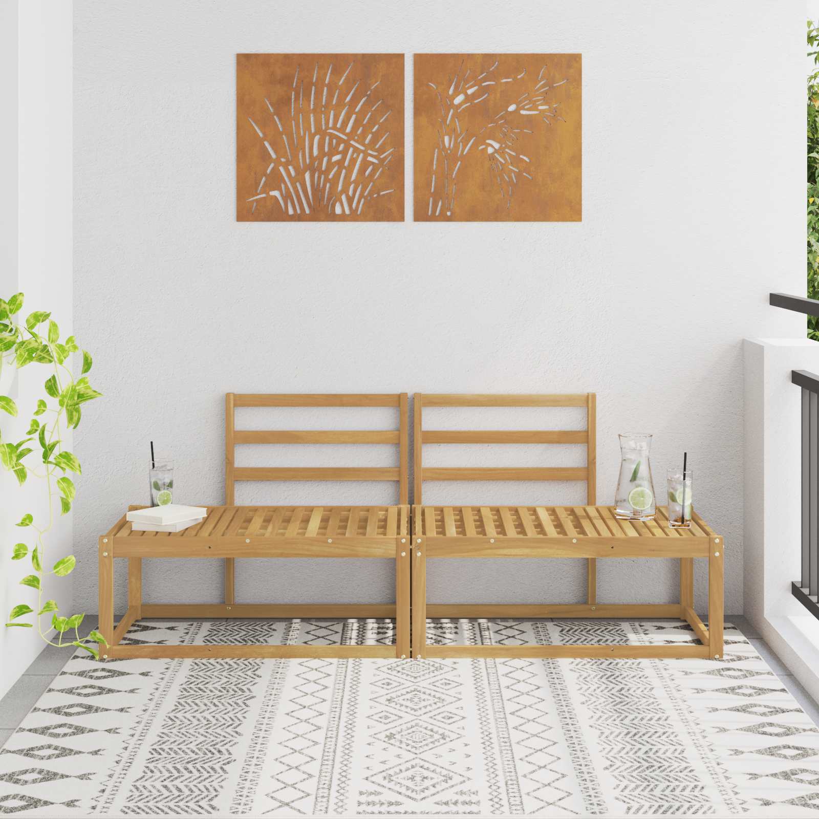 vidaXL Sofa końcowa na zewnątrz 2 Sztuka Biały 182,5 x 63 x 73 cm