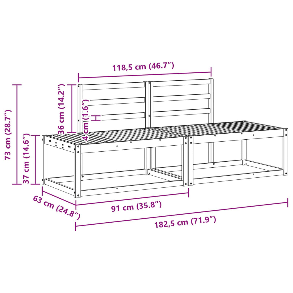 vidaXL Sofa końcowa na zewnątrz 2 Sztuka Biały 182,5 x 63 x 73 cm